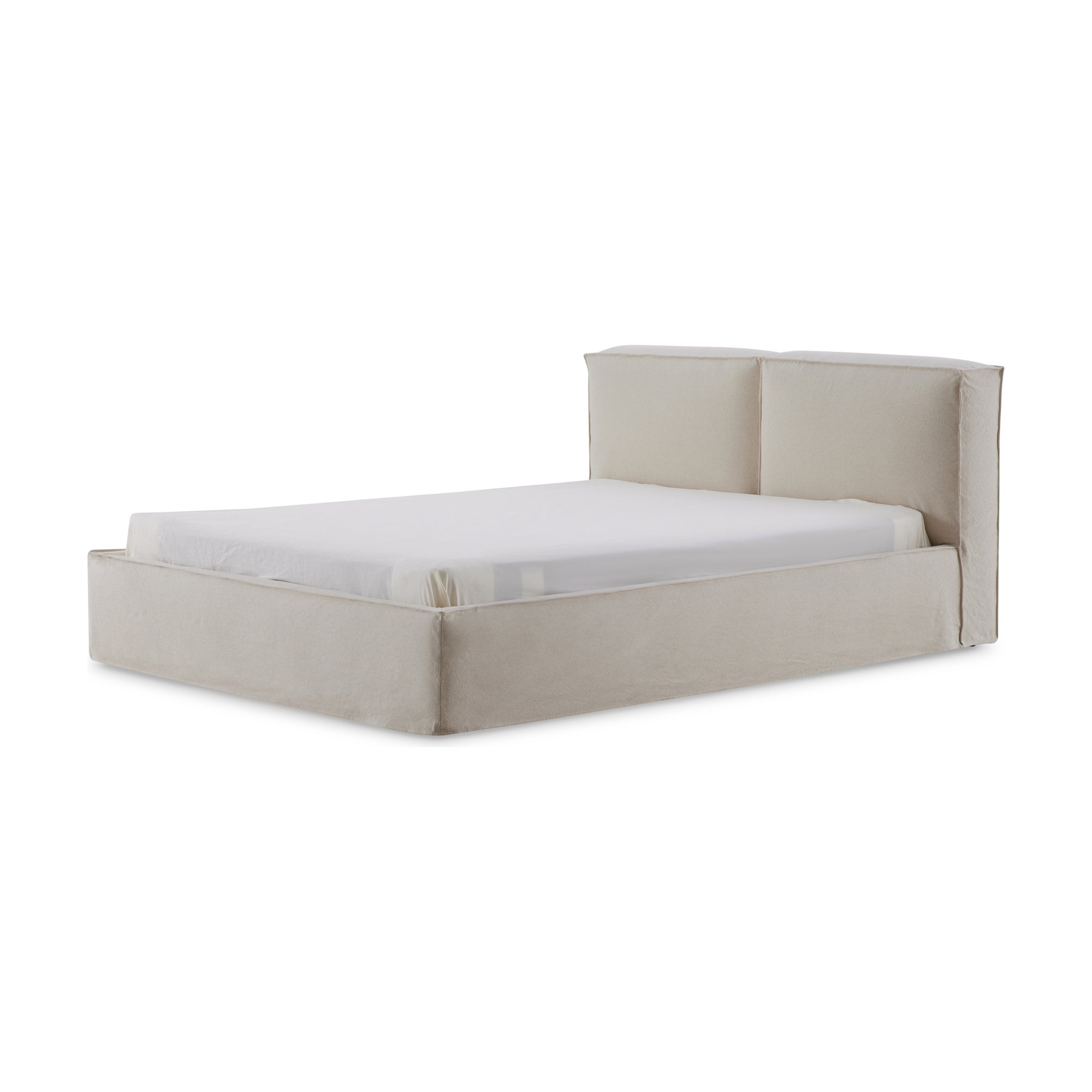 Noor Bed with LIS Beige Fabric in King Size - image 11