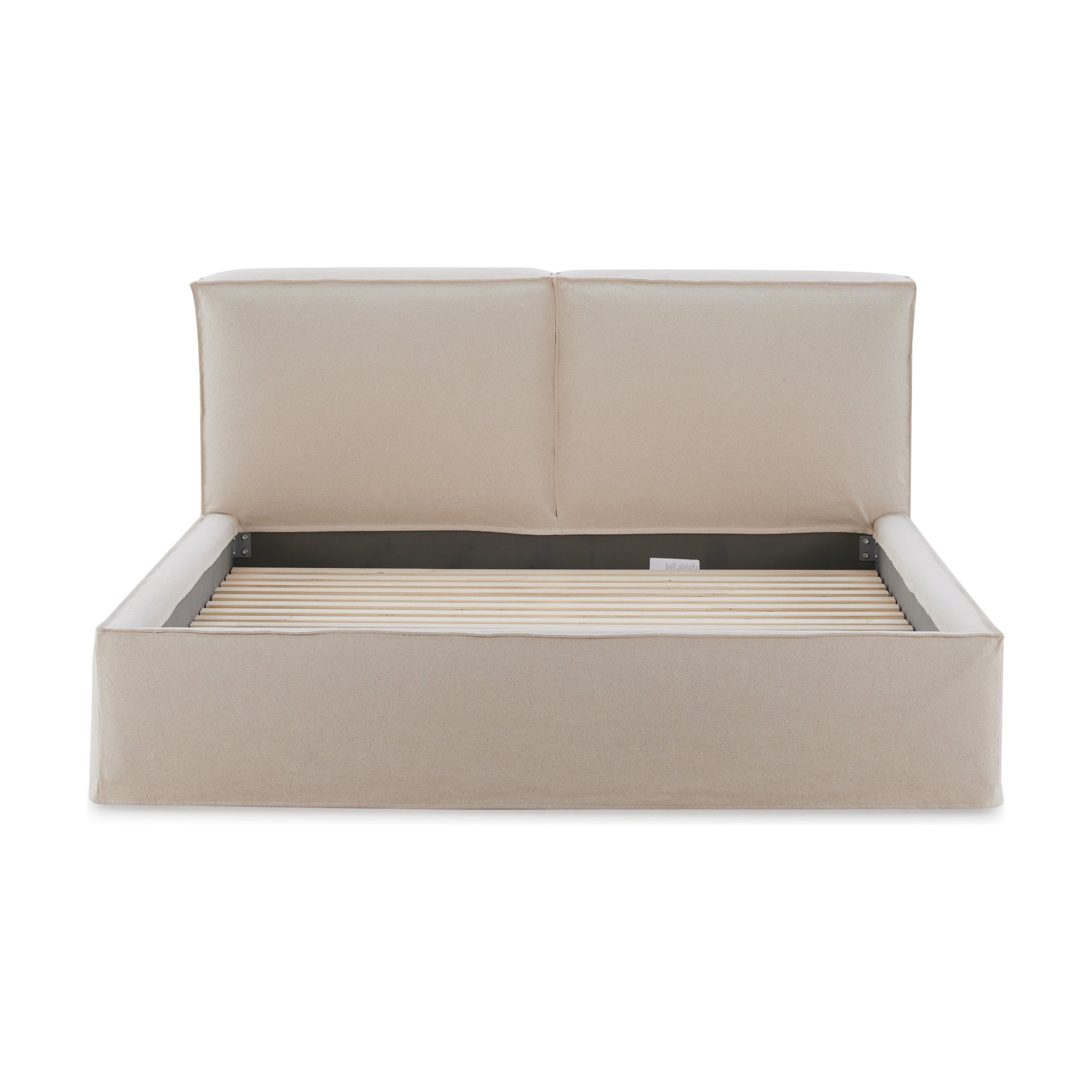 Noor Bed with LIS Beige Fabric in King Size - image 2