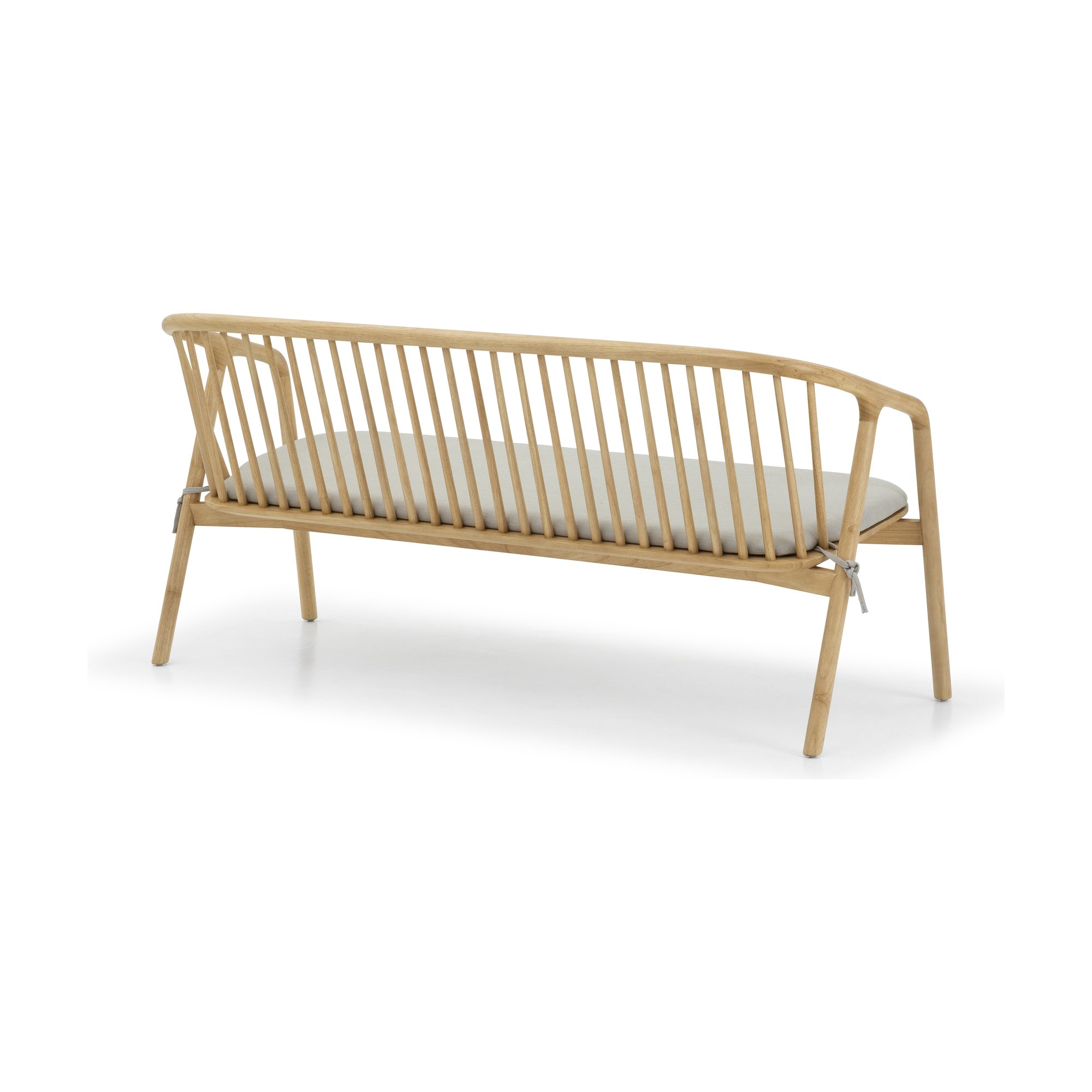 Lake Lounge Bench with Natural Rubberwood Frame and Diego Mineral Fabric - image 2