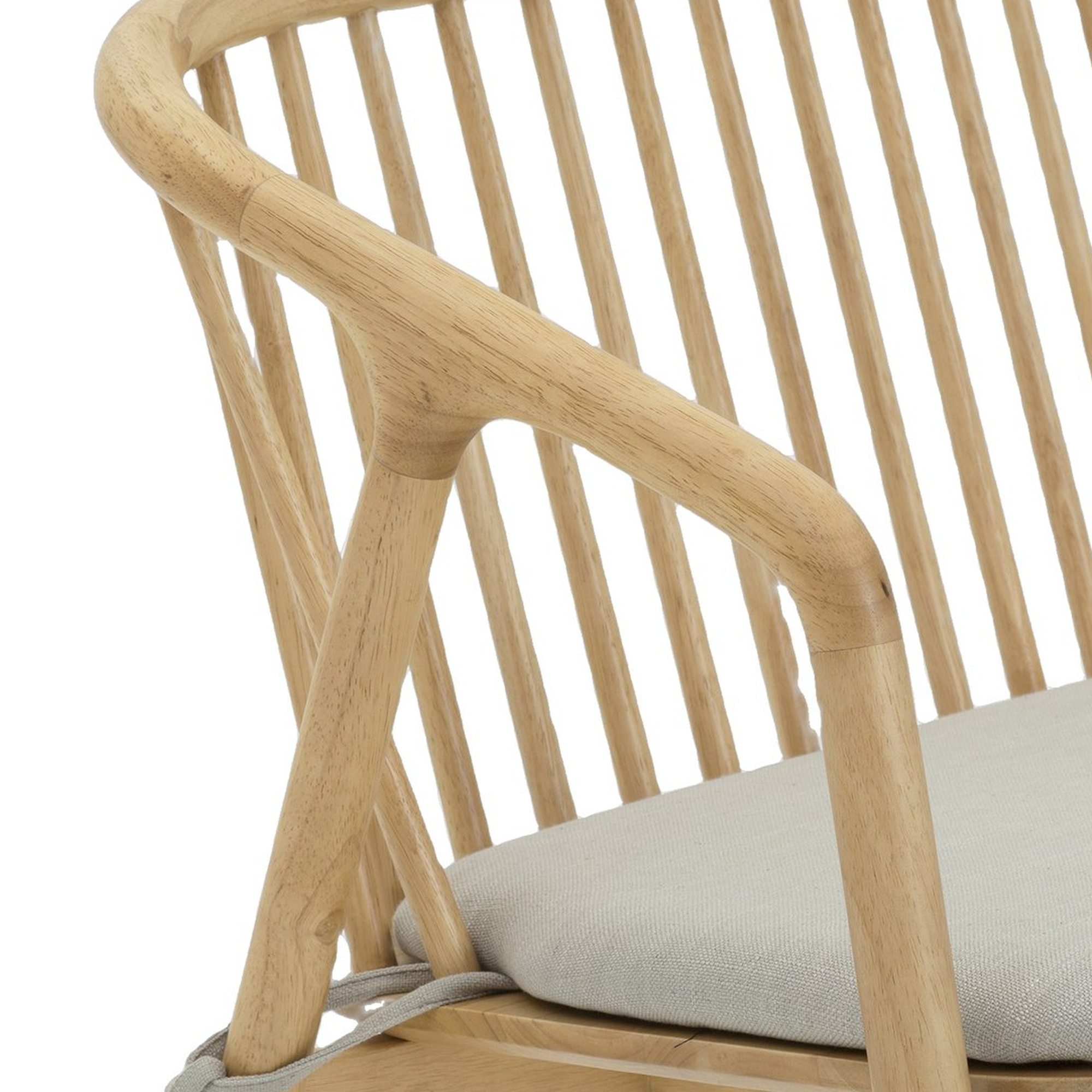Lake Lounge Bench with Natural Rubberwood Frame and Diego Mineral Fabric - image 3