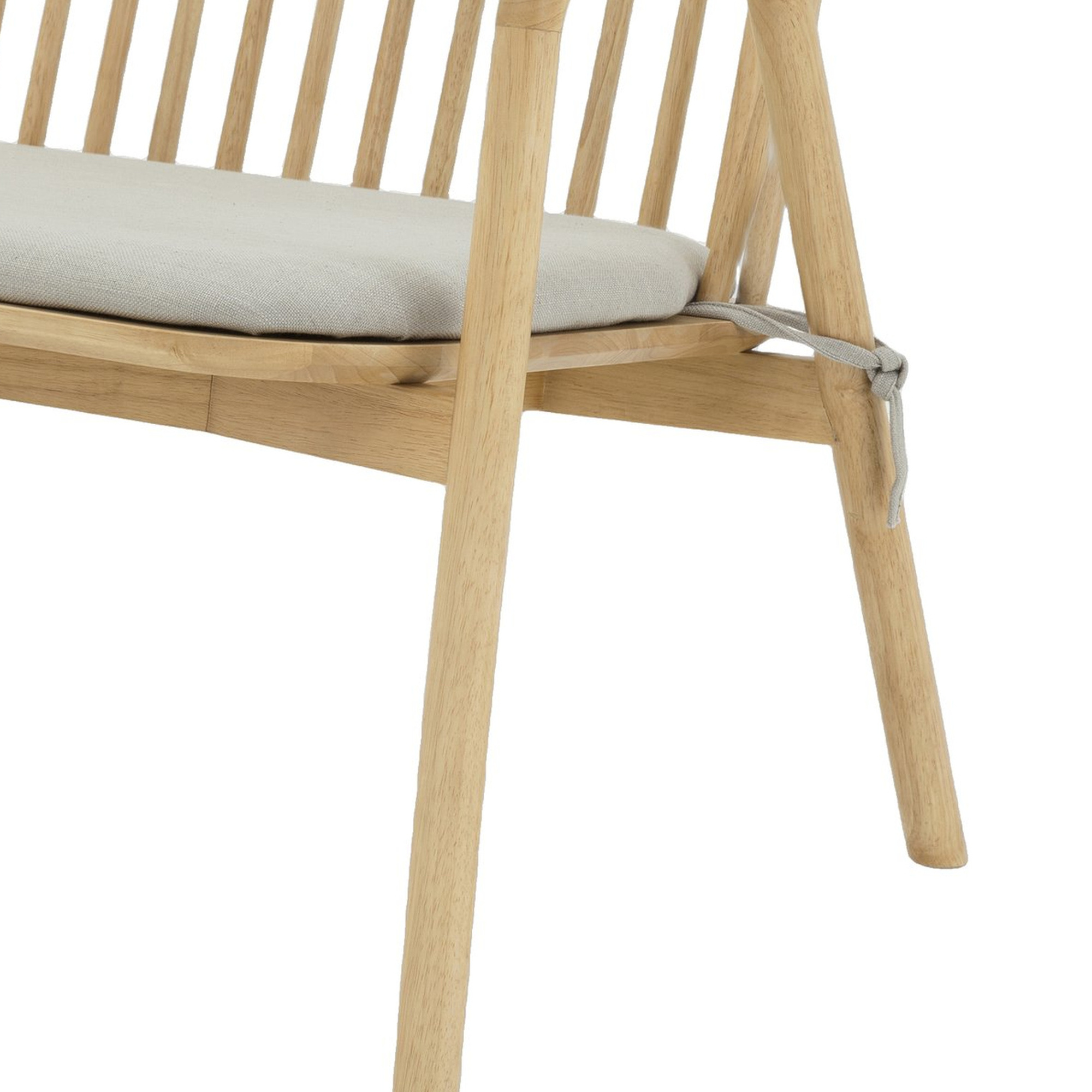 Lake Lounge Bench with Natural Rubberwood Frame and Diego Mineral Fabric - image 5