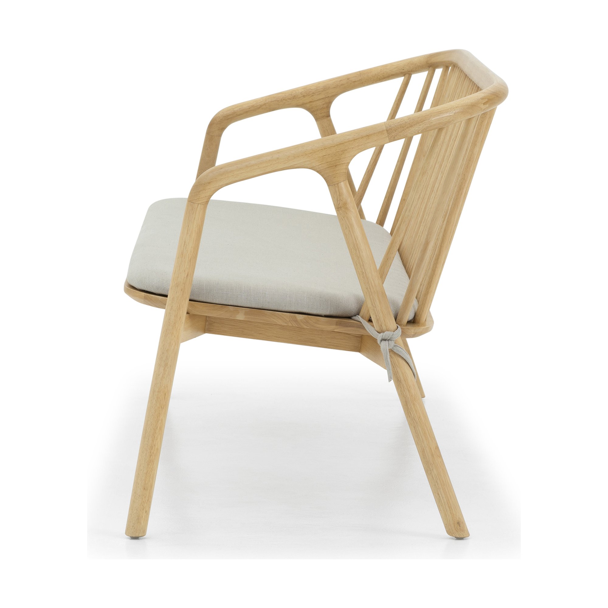 Lake Lounge Bench with Natural Rubberwood Frame and Diego Mineral Fabric - image 7