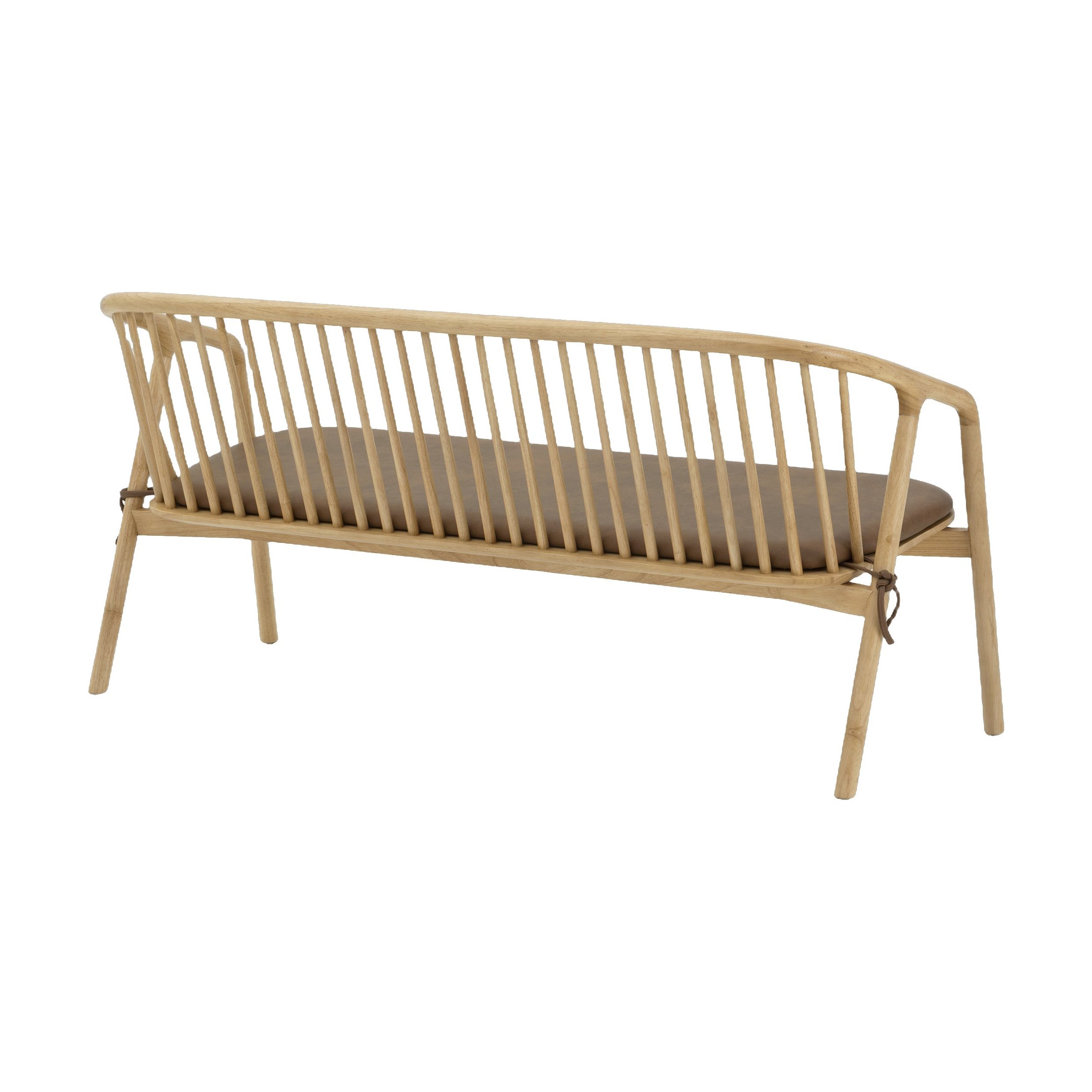 Lake Lounge Bench with Natural Rubberwood Frame and Courier Hazel Leather - image 2