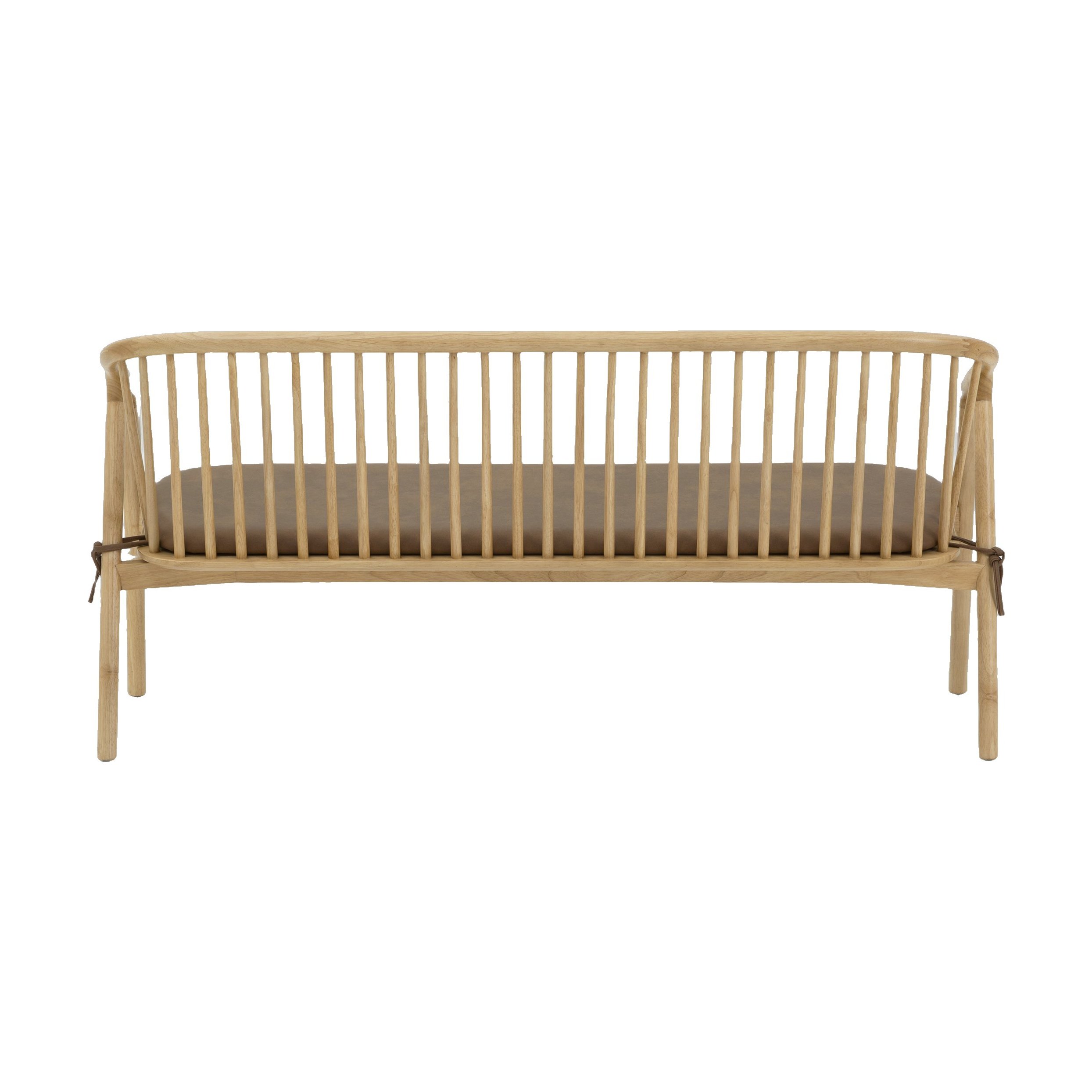 Lake Lounge Bench with Natural Rubberwood Frame and Courier Hazel Leather - image 3