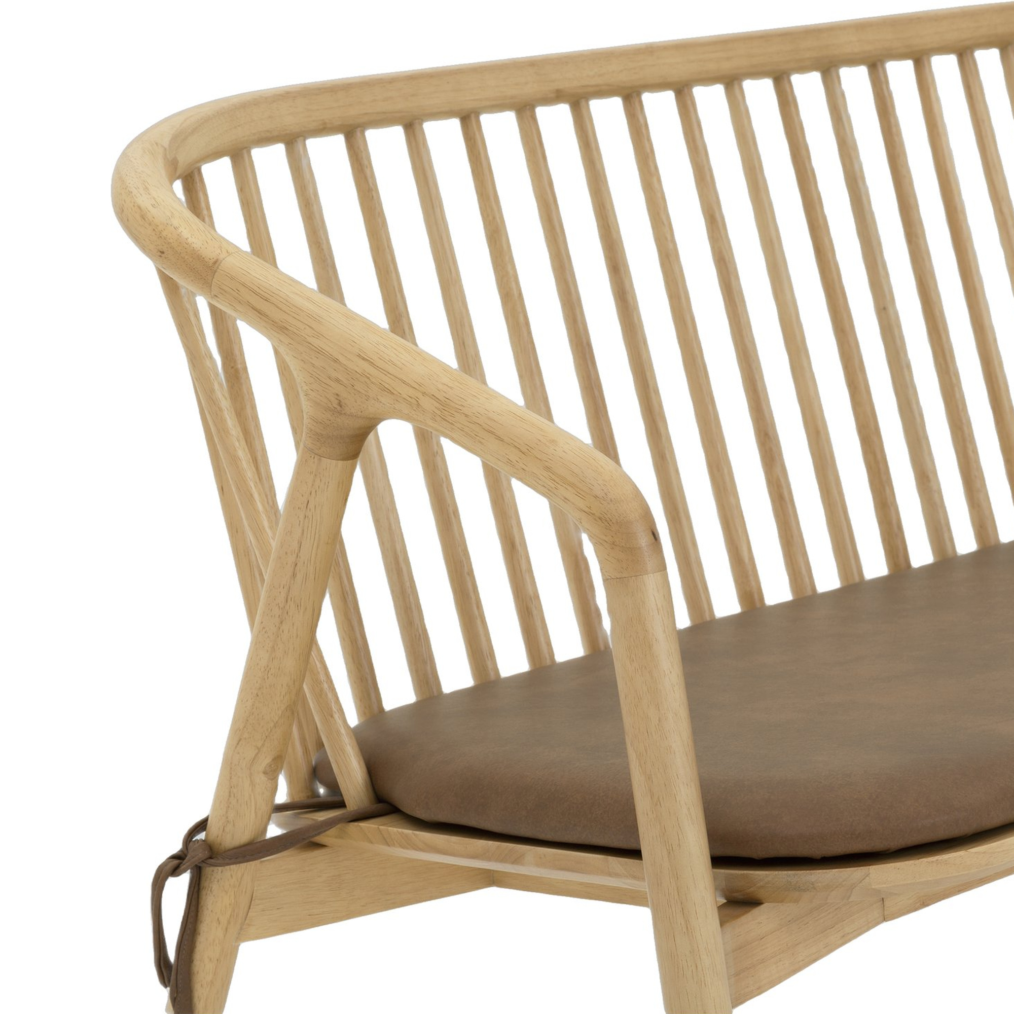 Lake Lounge Bench with Natural Rubberwood Frame and Courier Hazel Leather - image 4