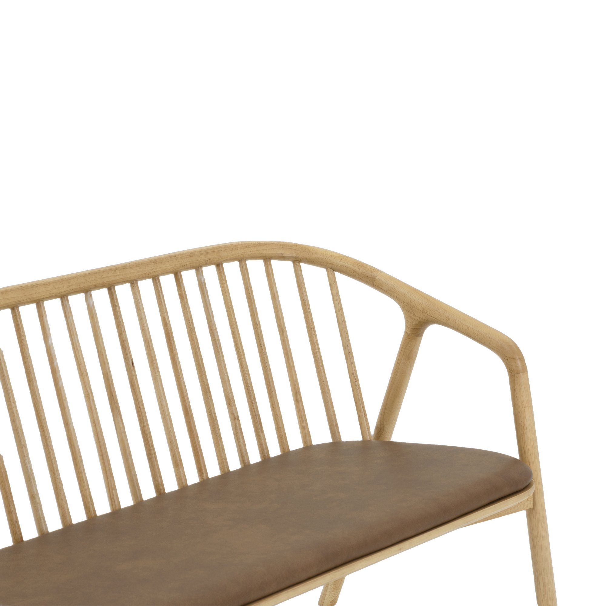 Lake Lounge Bench with Natural Rubberwood Frame and Courier Hazel Leather - image 5