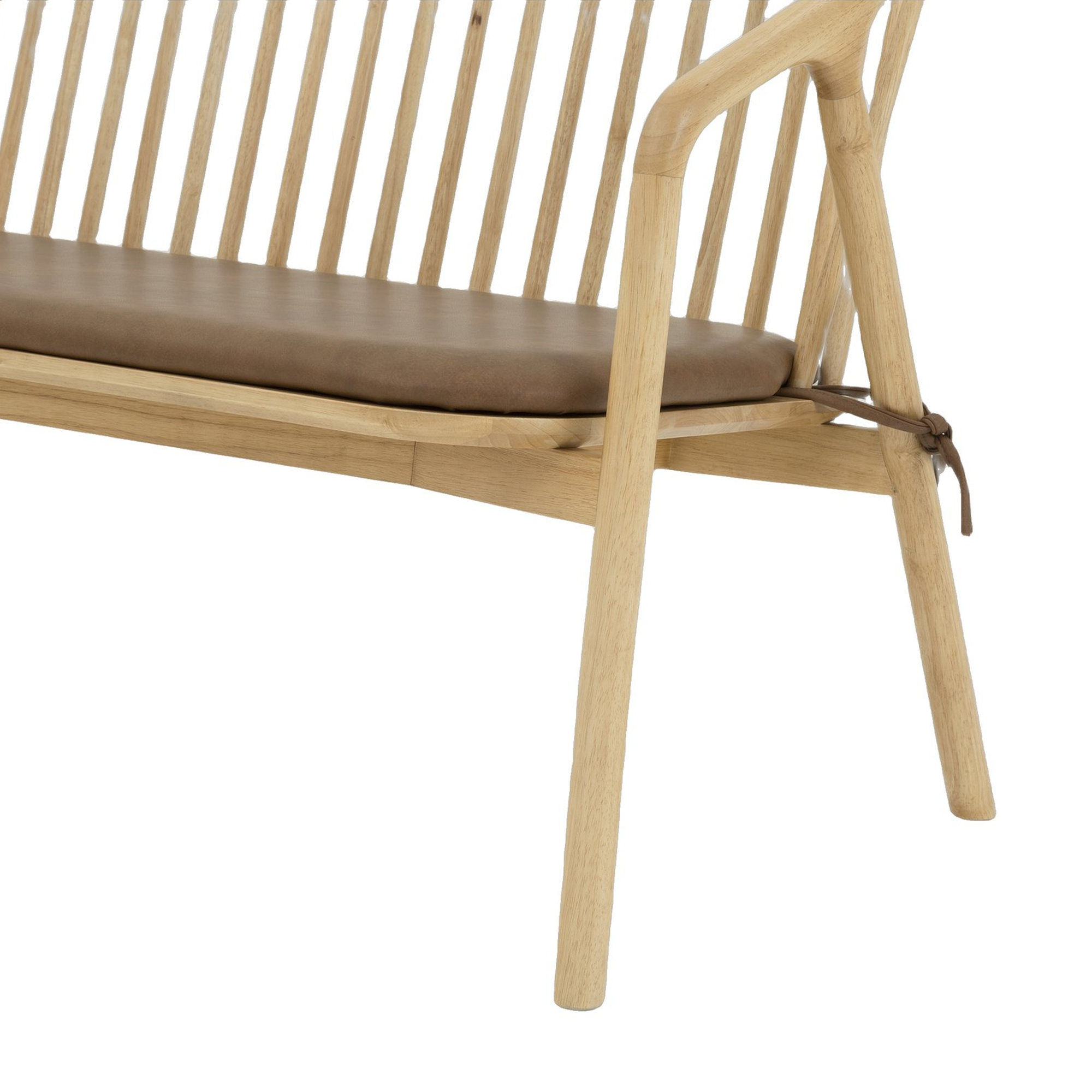 Lake Lounge Bench with Natural Rubberwood Frame and Courier Hazel Leather - image 7