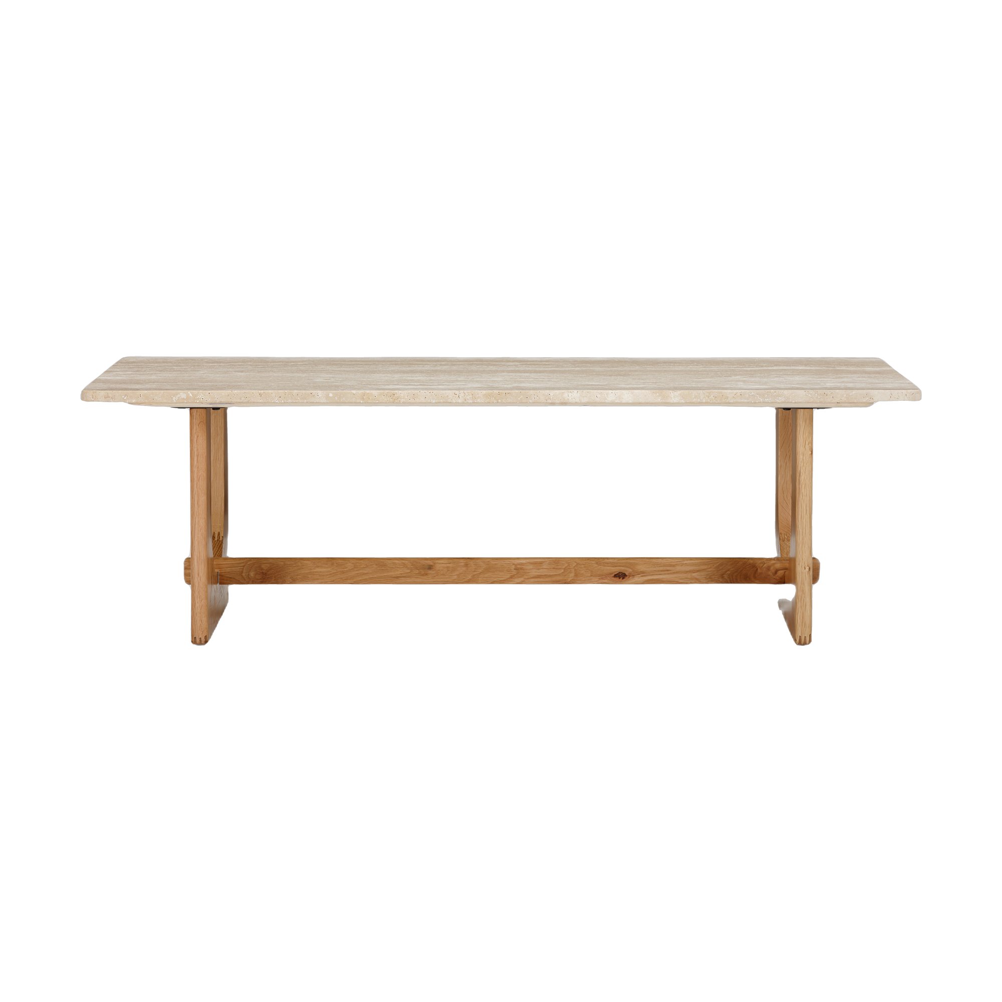Arch Coffee Table with Natural Oak Frame and Natural Travertine Top in 120cm - image 2