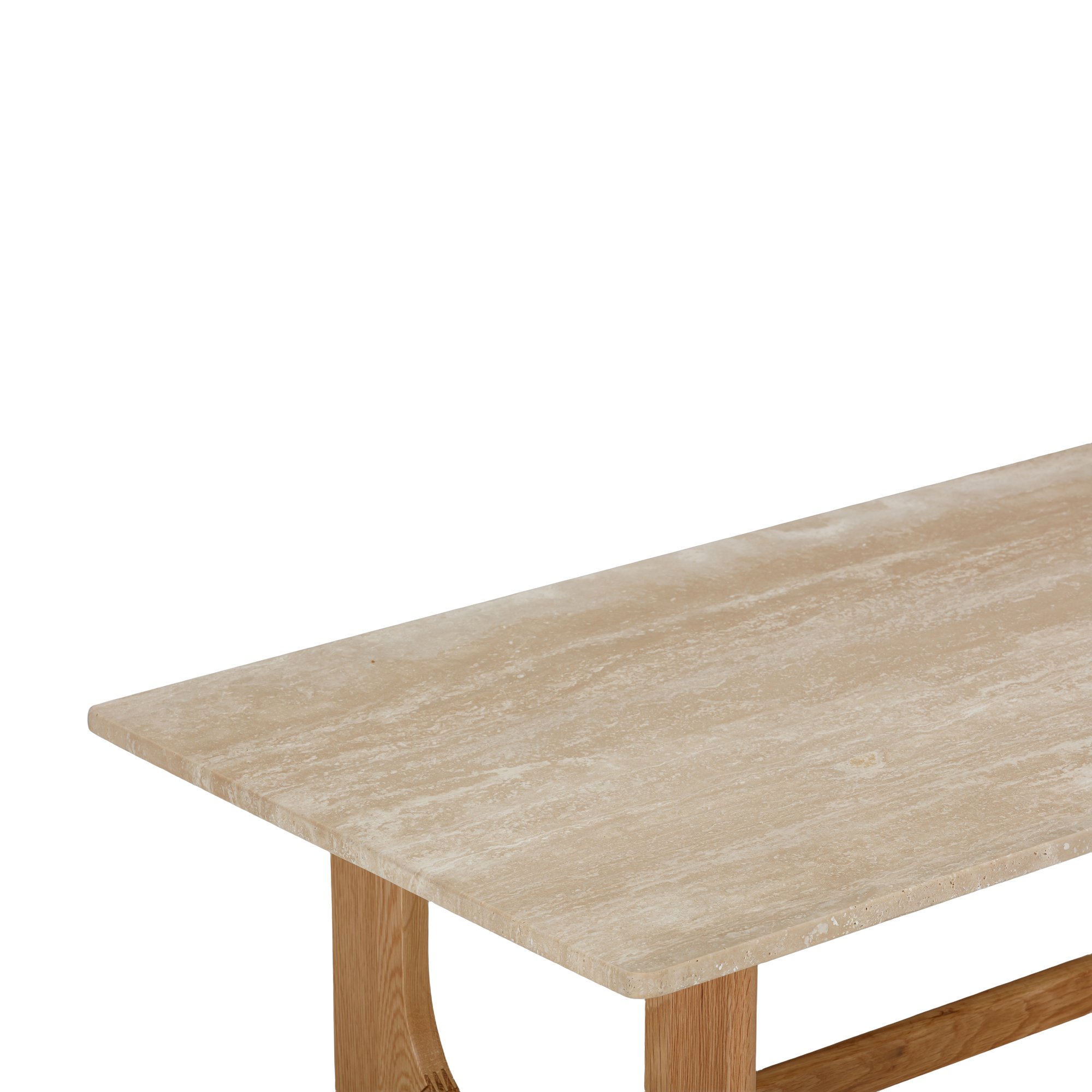 Arch Coffee Table with Natural Oak Frame and Natural Travertine Top in 120cm - image 3