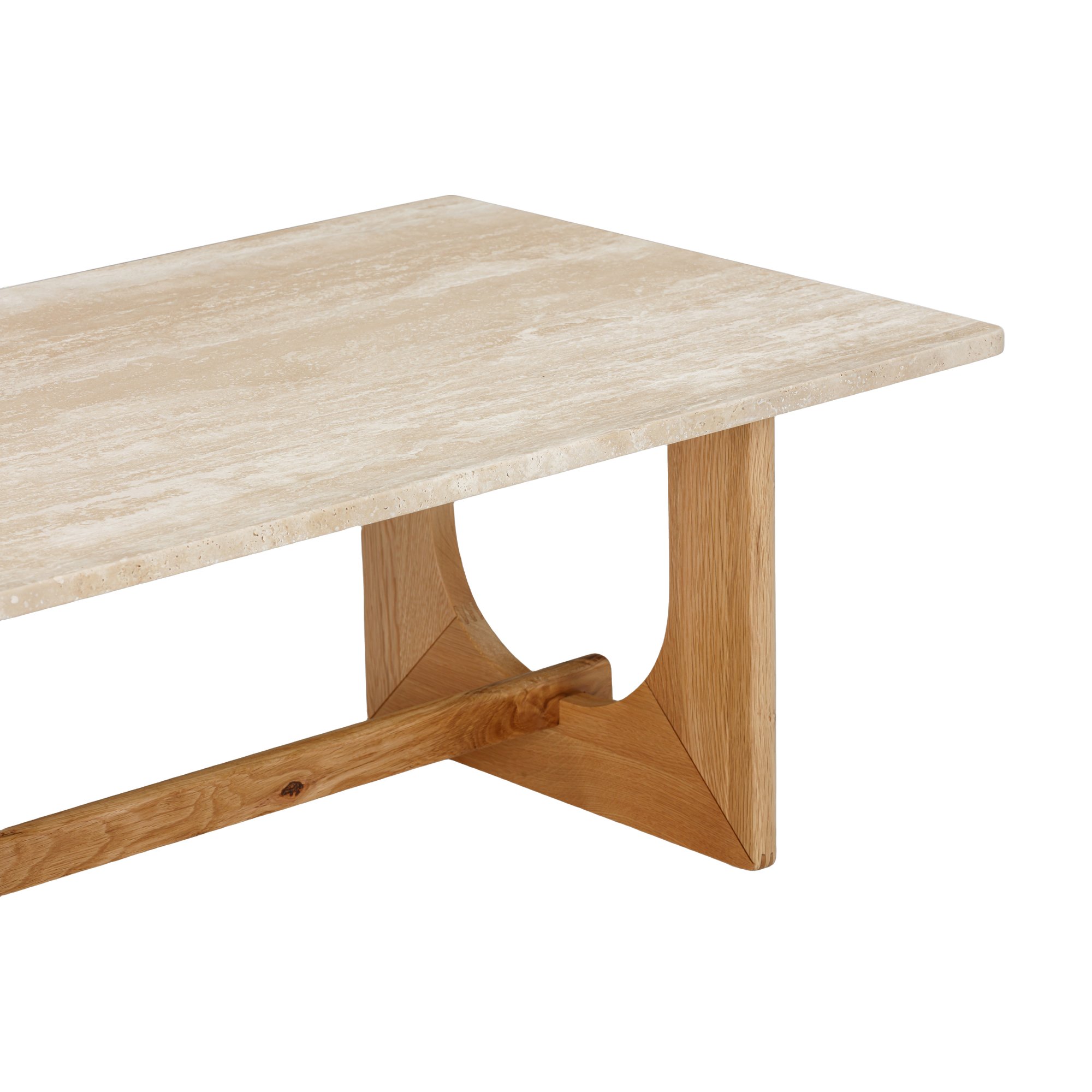 Arch Coffee Table with Natural Oak Frame and Natural Travertine Top in 120cm - image 4