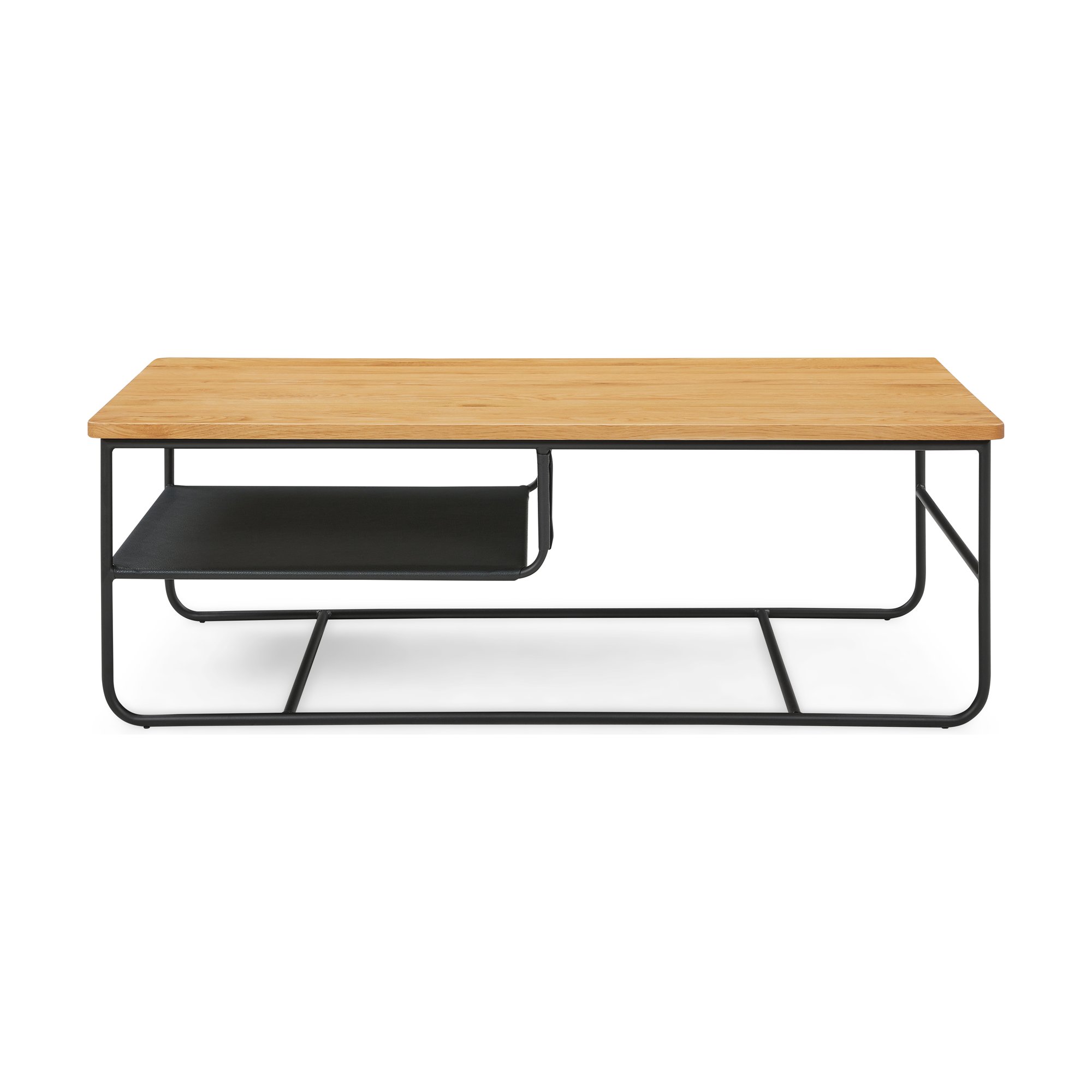Mesa de Centro Square con Estructura de Acero Negro y Cubierta de Roble Natural, 120cm - image 2