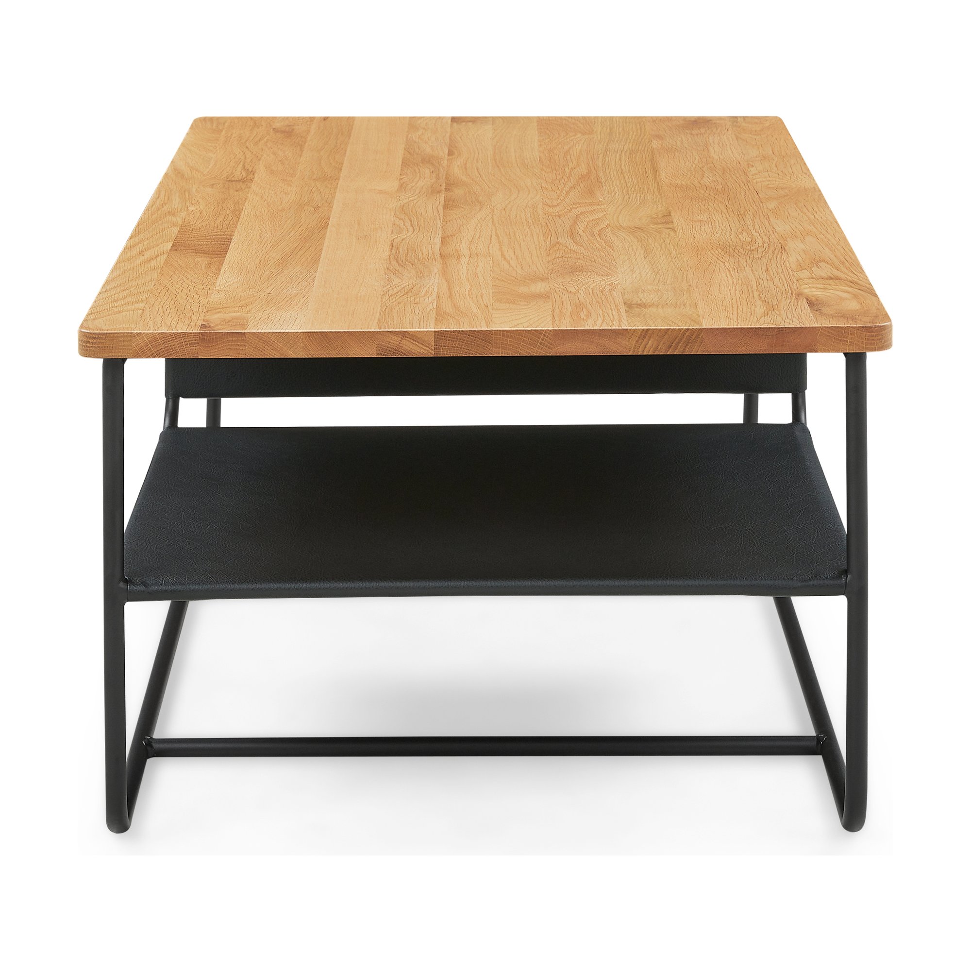 Mesa de Centro Square con Estructura de Acero Negro y Cubierta de Roble Natural, 120cm - image 3