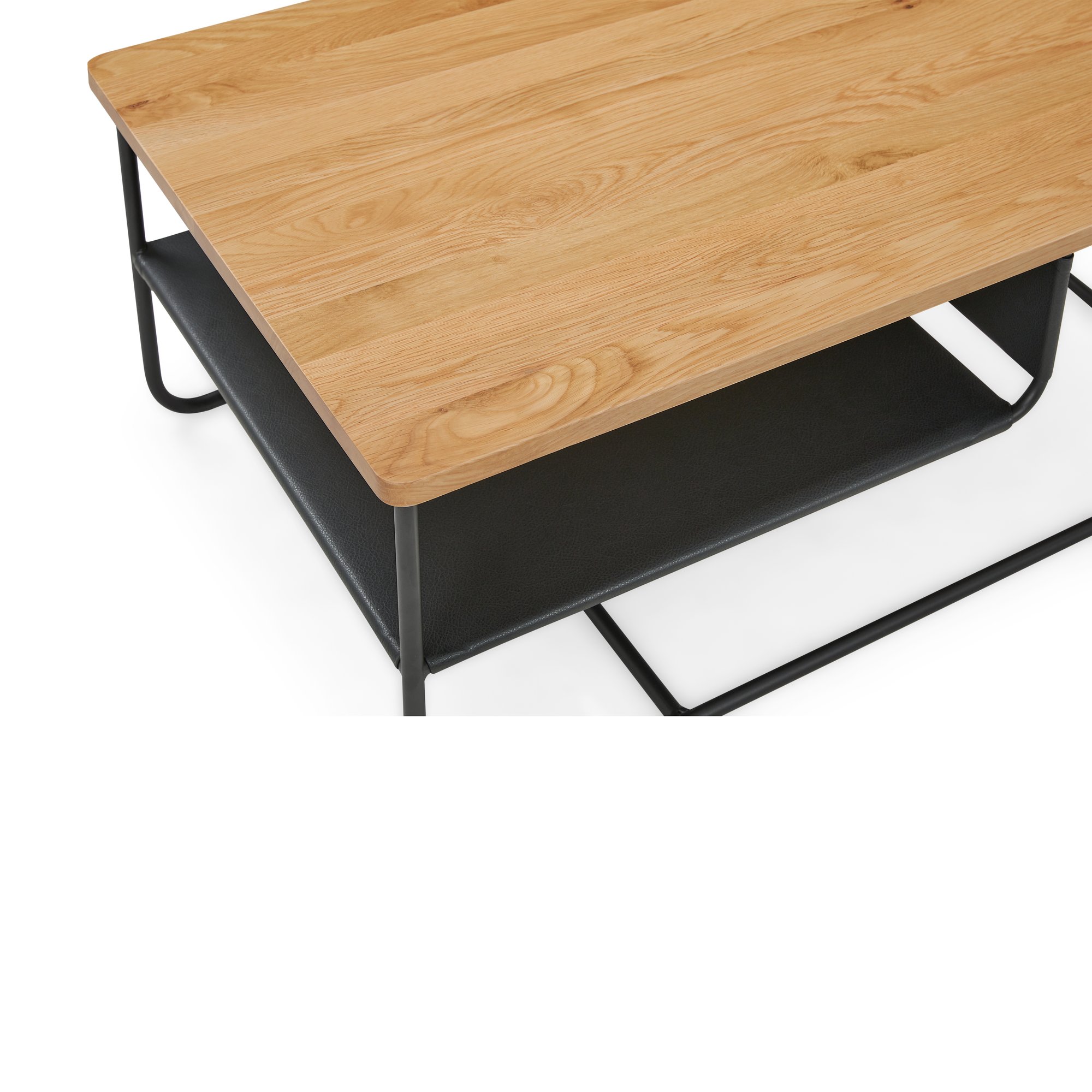 Mesa de Centro Square con Estructura de Acero Negro y Cubierta de Roble Natural, 120cm - image 5