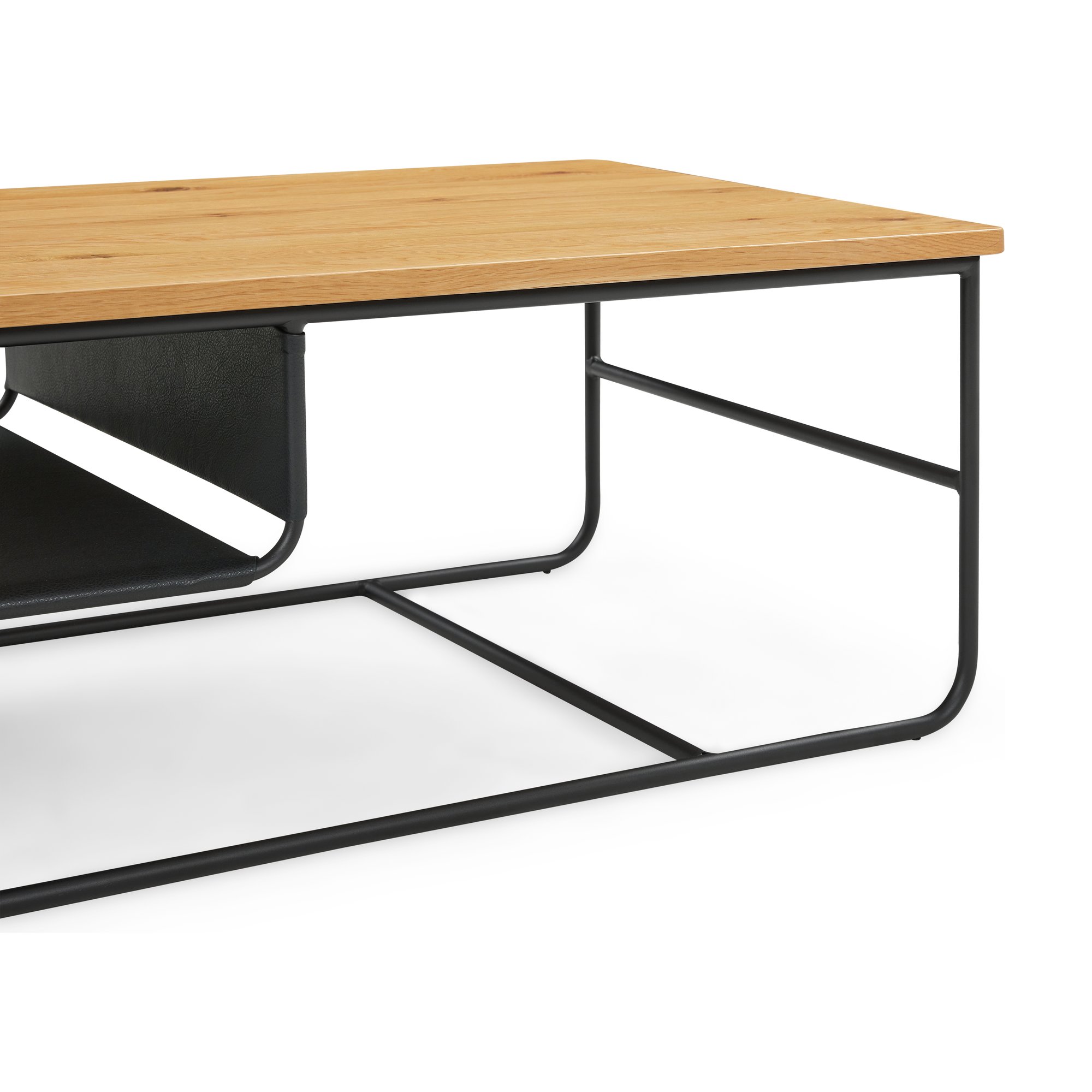Mesa de Centro Square con Estructura de Acero Negro y Cubierta de Roble Natural, 120cm - image 6