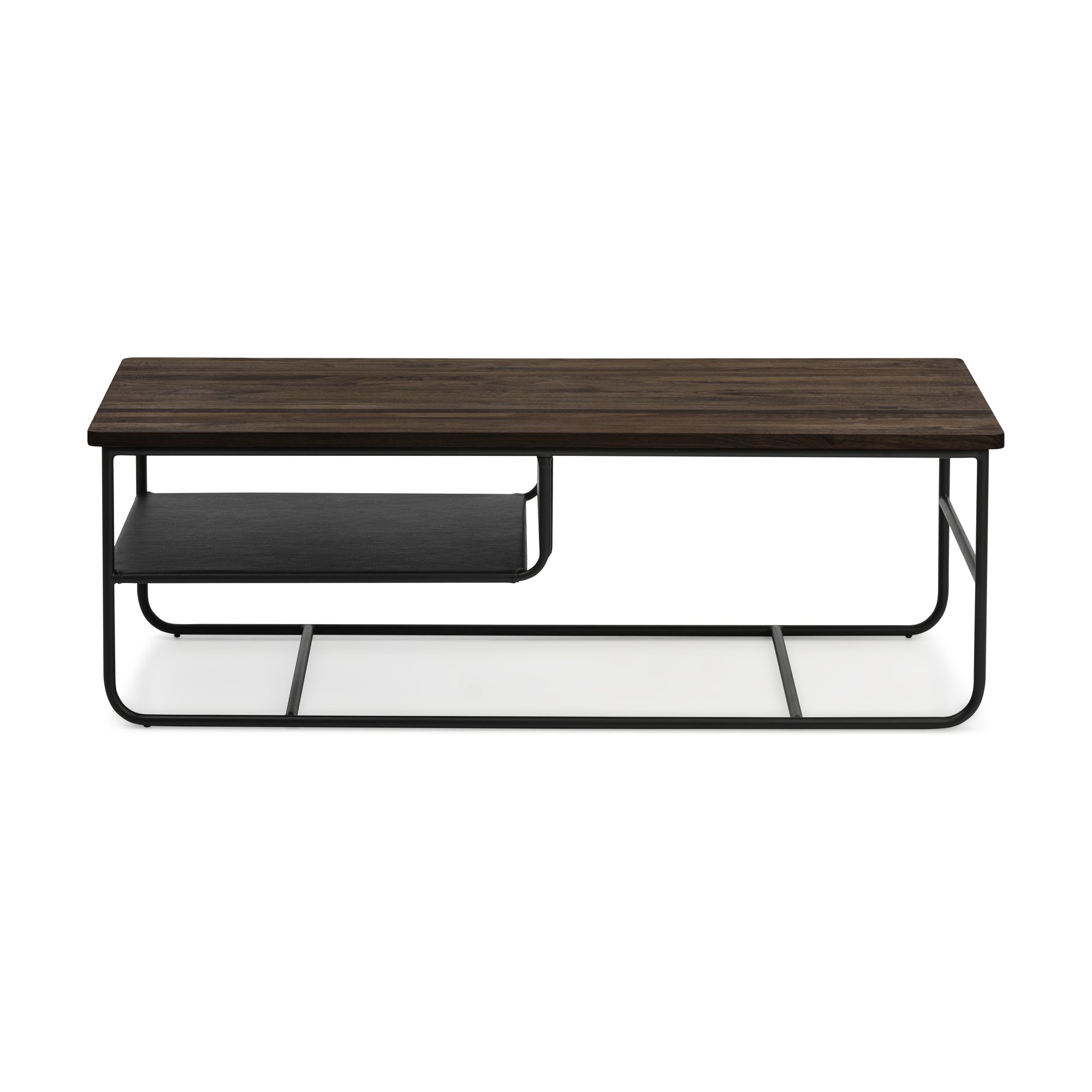 Square Coffee Table with Black Steel Frame and Natural Walnut Top in 120cm - image 2