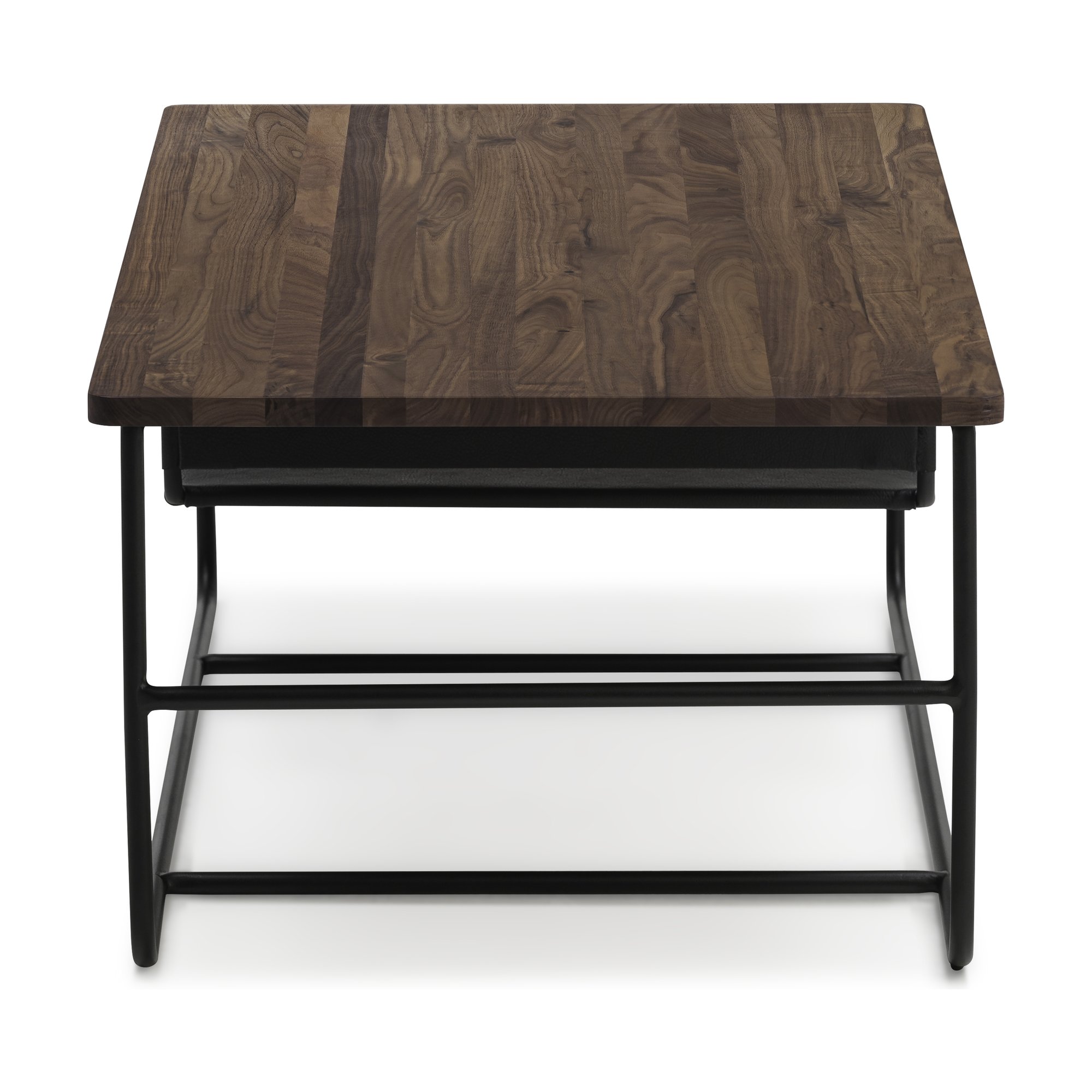 Square Coffee Table with Black Steel Frame and Natural Walnut Top in 120cm - image 3