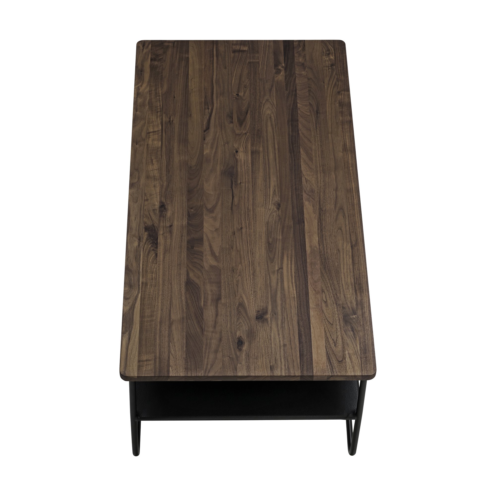 Square Coffee Table with Black Steel Frame and Natural Walnut Top in 120cm - image 4