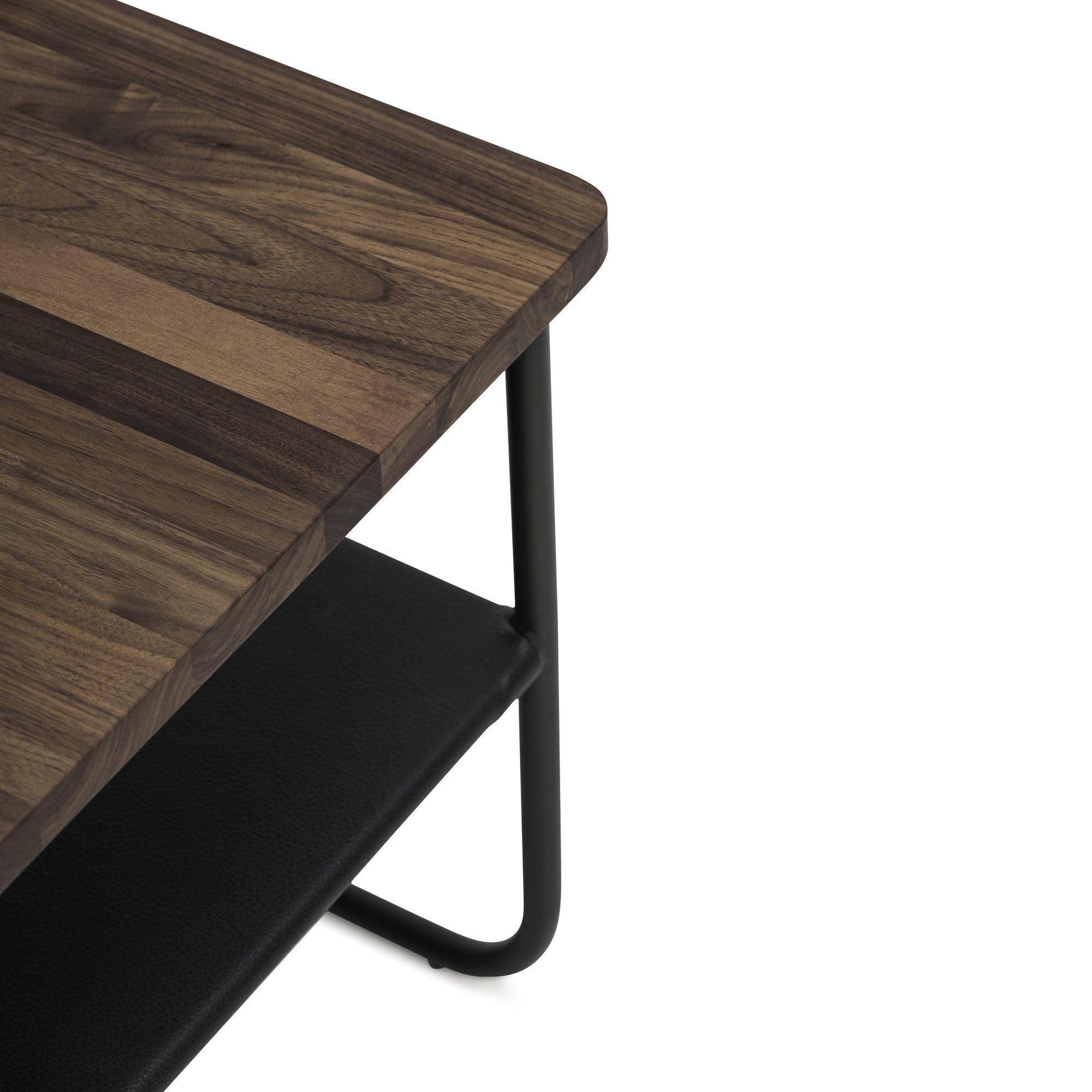 Square Coffee Table with Black Steel Frame and Natural Walnut Top in 120cm - image 5