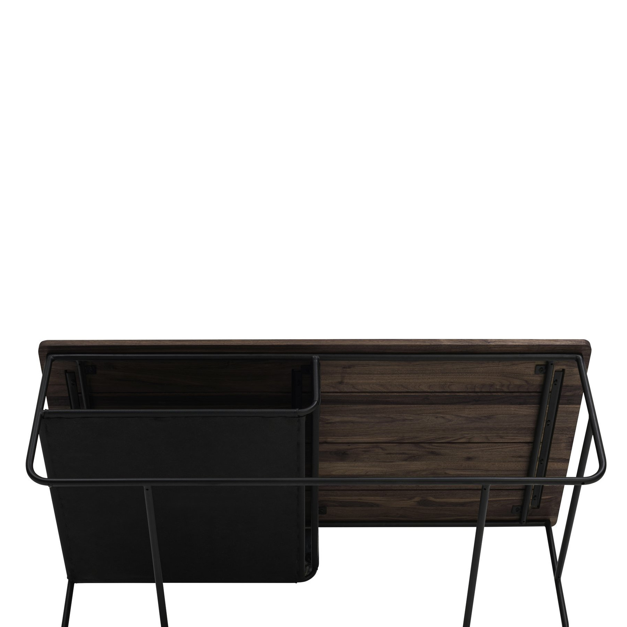 Square Coffee Table with Black Steel Frame and Natural Walnut Top in 120cm - image 6