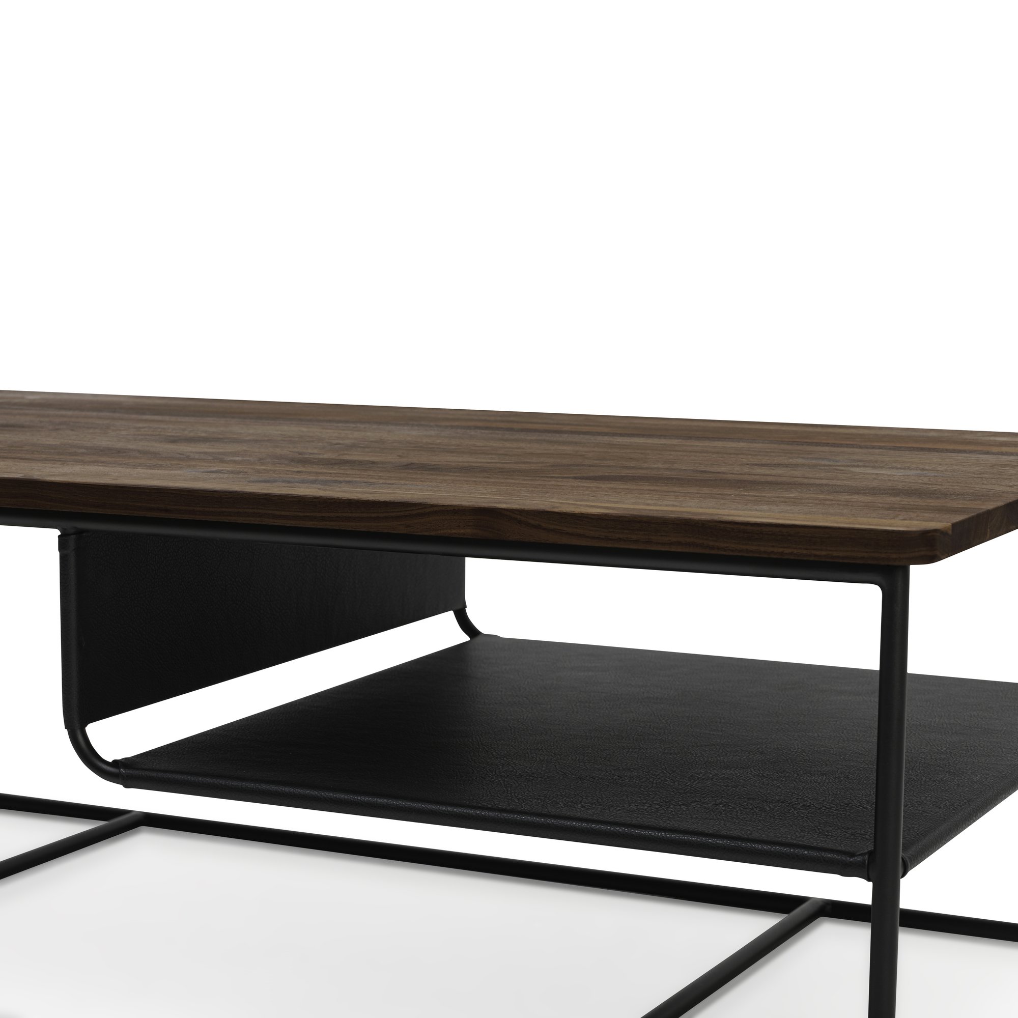 Square Coffee Table with Black Steel Frame and Natural Walnut Top in 120cm - image 7