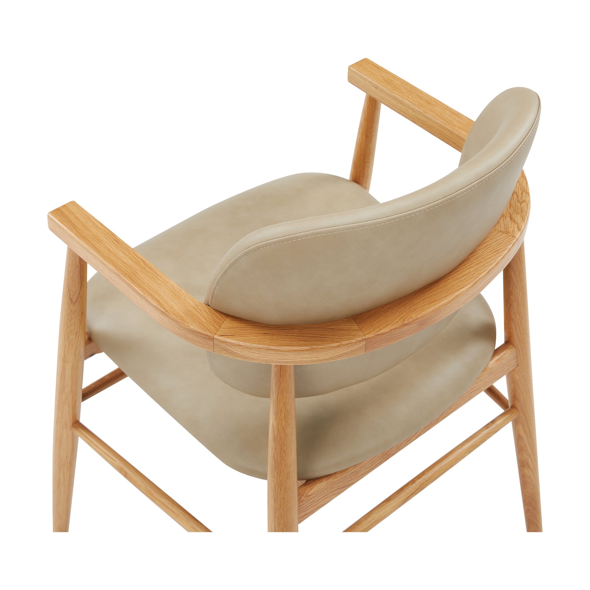 Silla de Comedor Aura con Brazos, con Estructura de Roble Natural y Cuero Corda - image 10