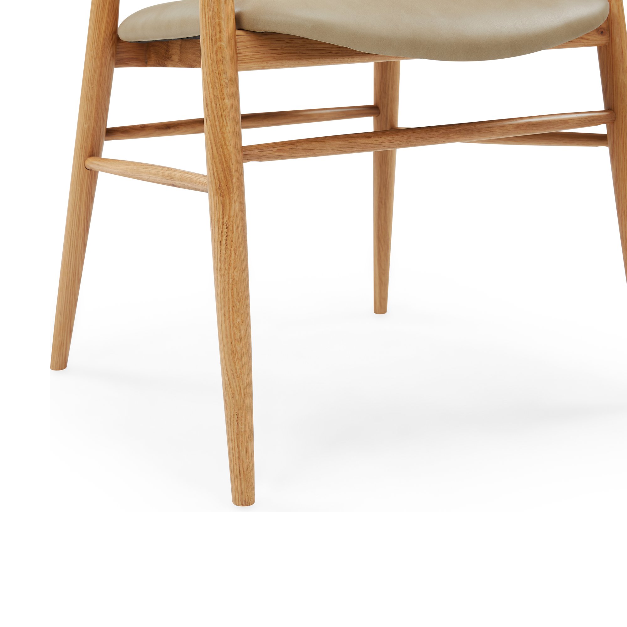 Silla de Comedor Aura con Brazos, con Estructura de Roble Natural y Cuero Corda - image 12