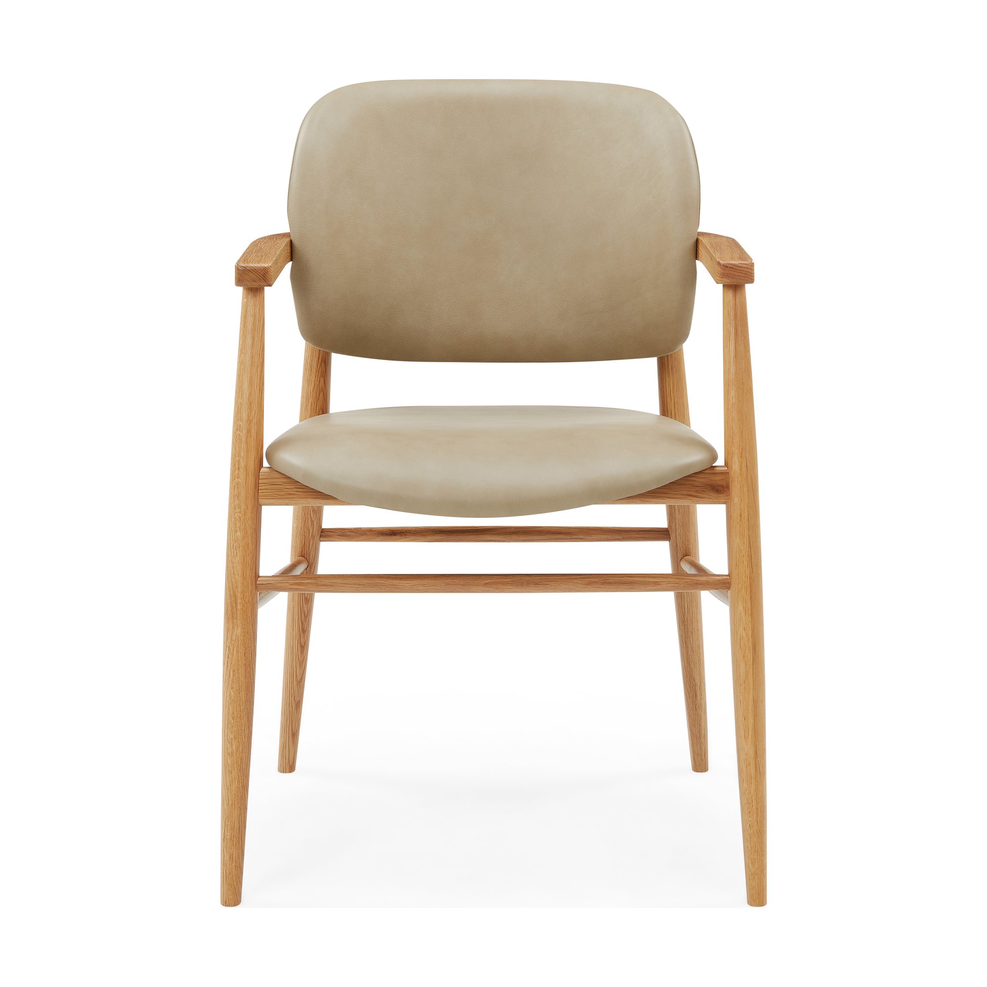 Silla de Comedor Aura con Brazos, con Estructura de Roble Natural y Cuero Corda - image 2