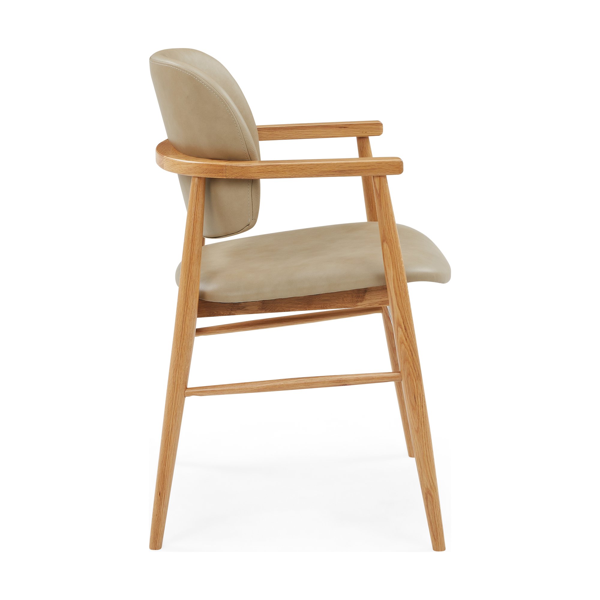 Silla de Comedor Aura con Brazos, con Estructura de Roble Natural y Cuero Corda - image 3
