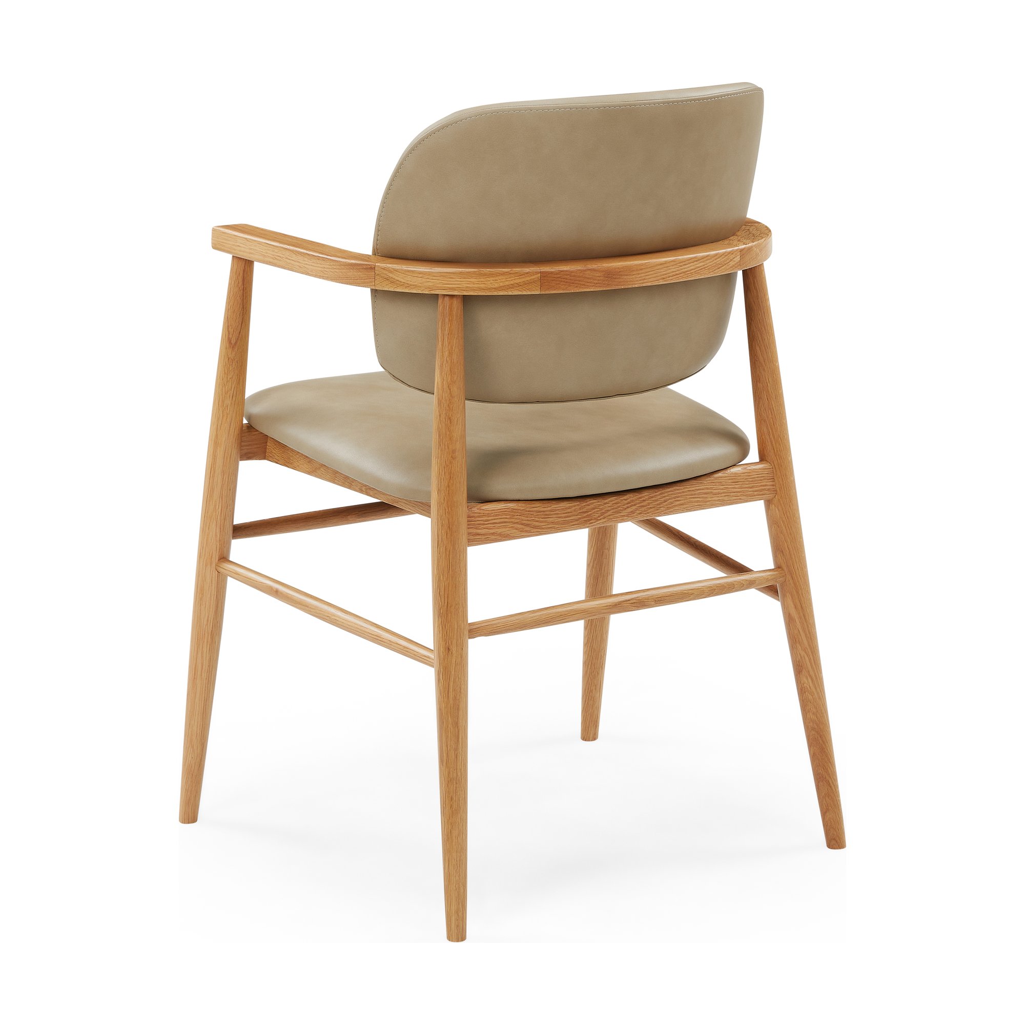 Silla de Comedor Aura con Brazos, con Estructura de Roble Natural y Cuero Corda - image 5