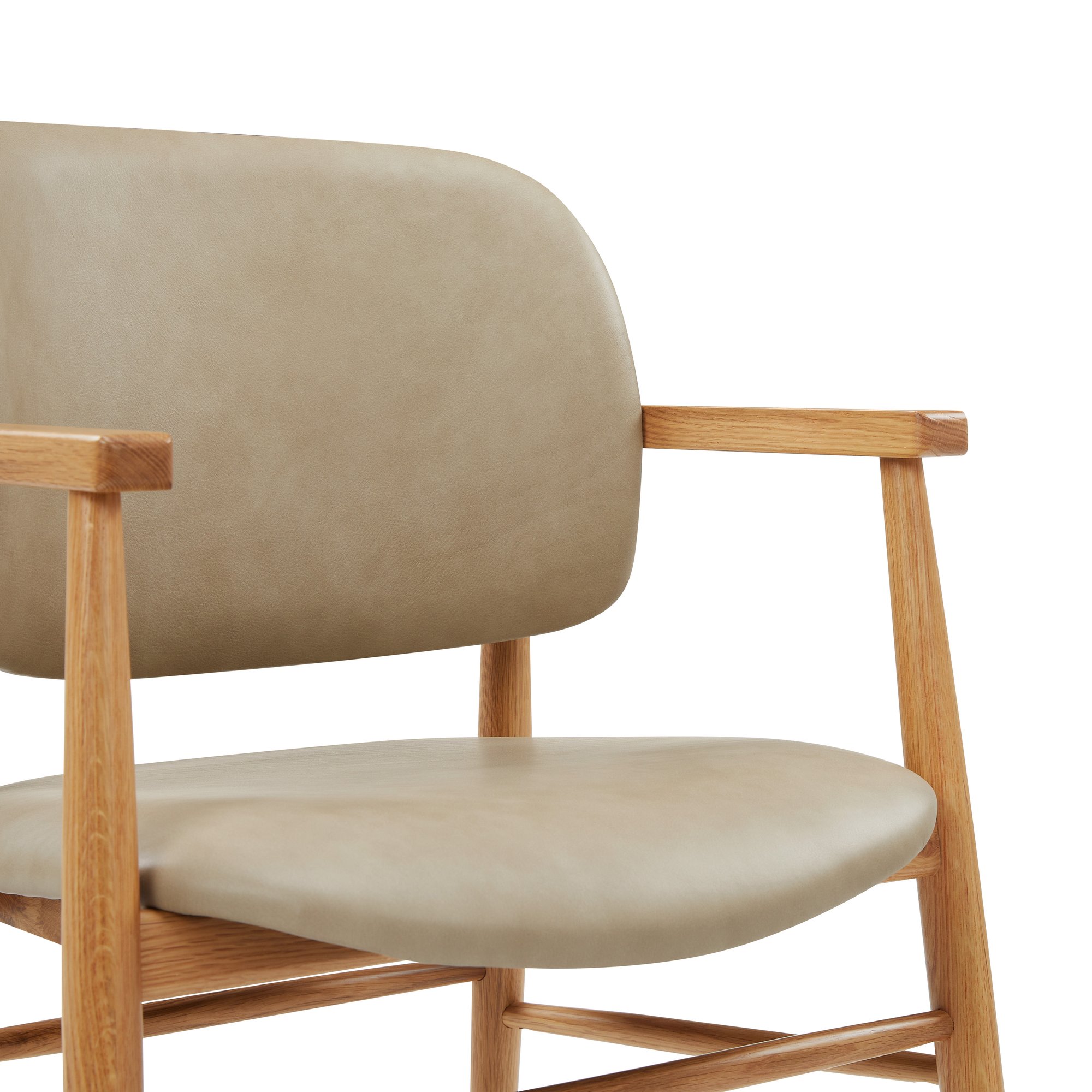 Silla de Comedor Aura con Brazos, con Estructura de Roble Natural y Cuero Corda - image 7