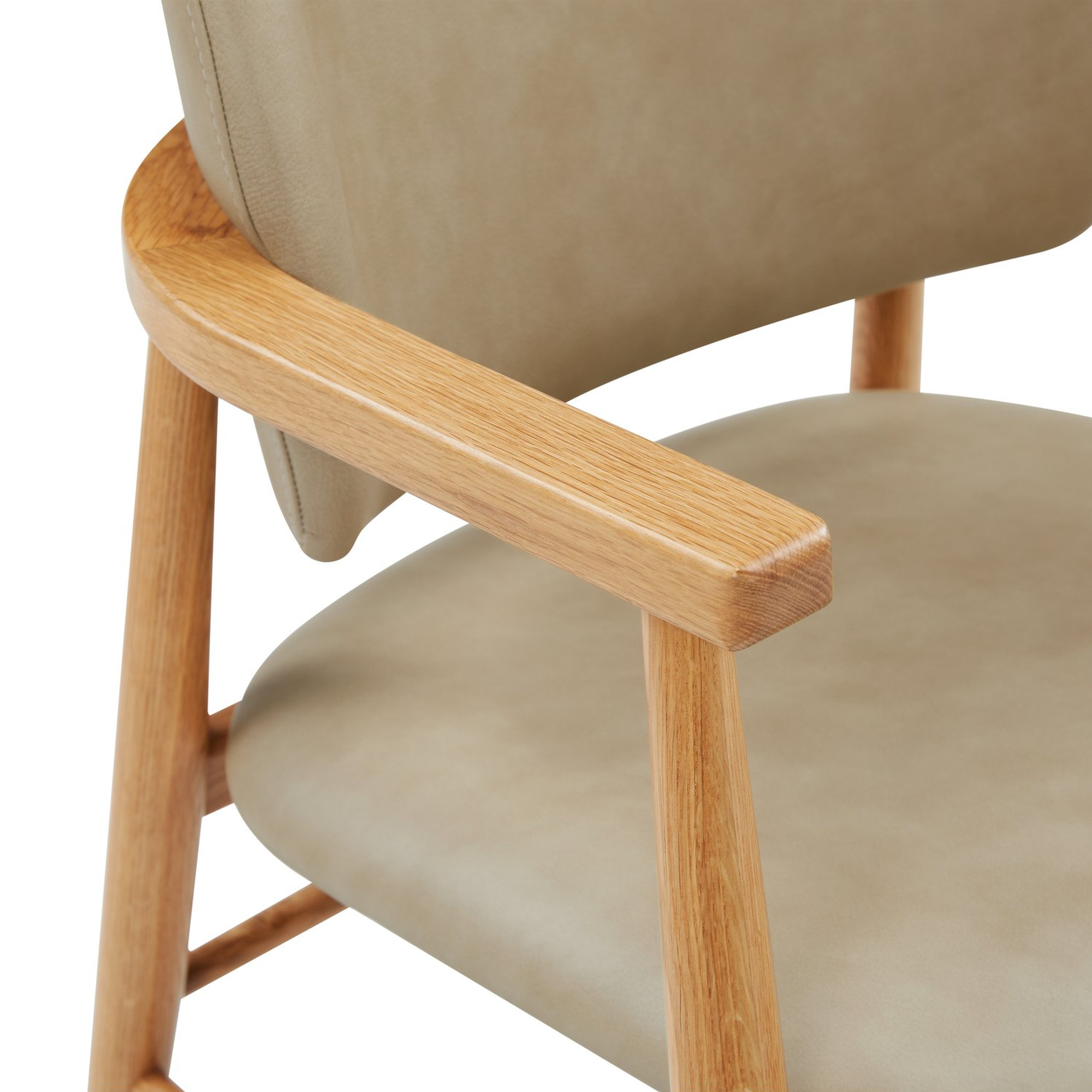 Silla de Comedor Aura con Brazos, con Estructura de Roble Natural y Cuero Corda - image 8