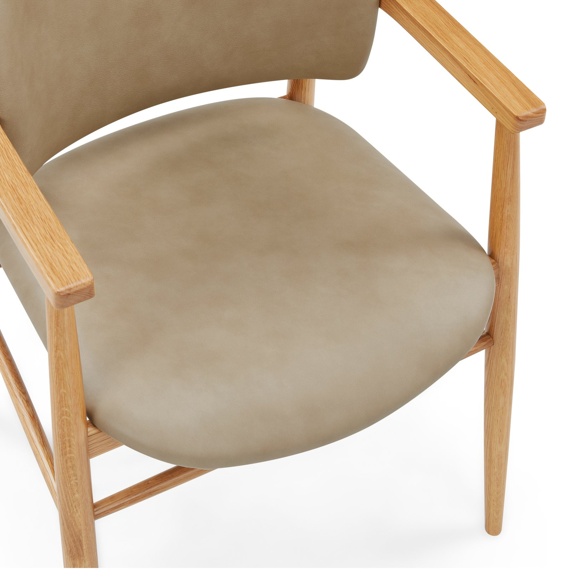 Silla de Comedor Aura con Brazos, con Estructura de Roble Natural y Cuero Corda - image 9