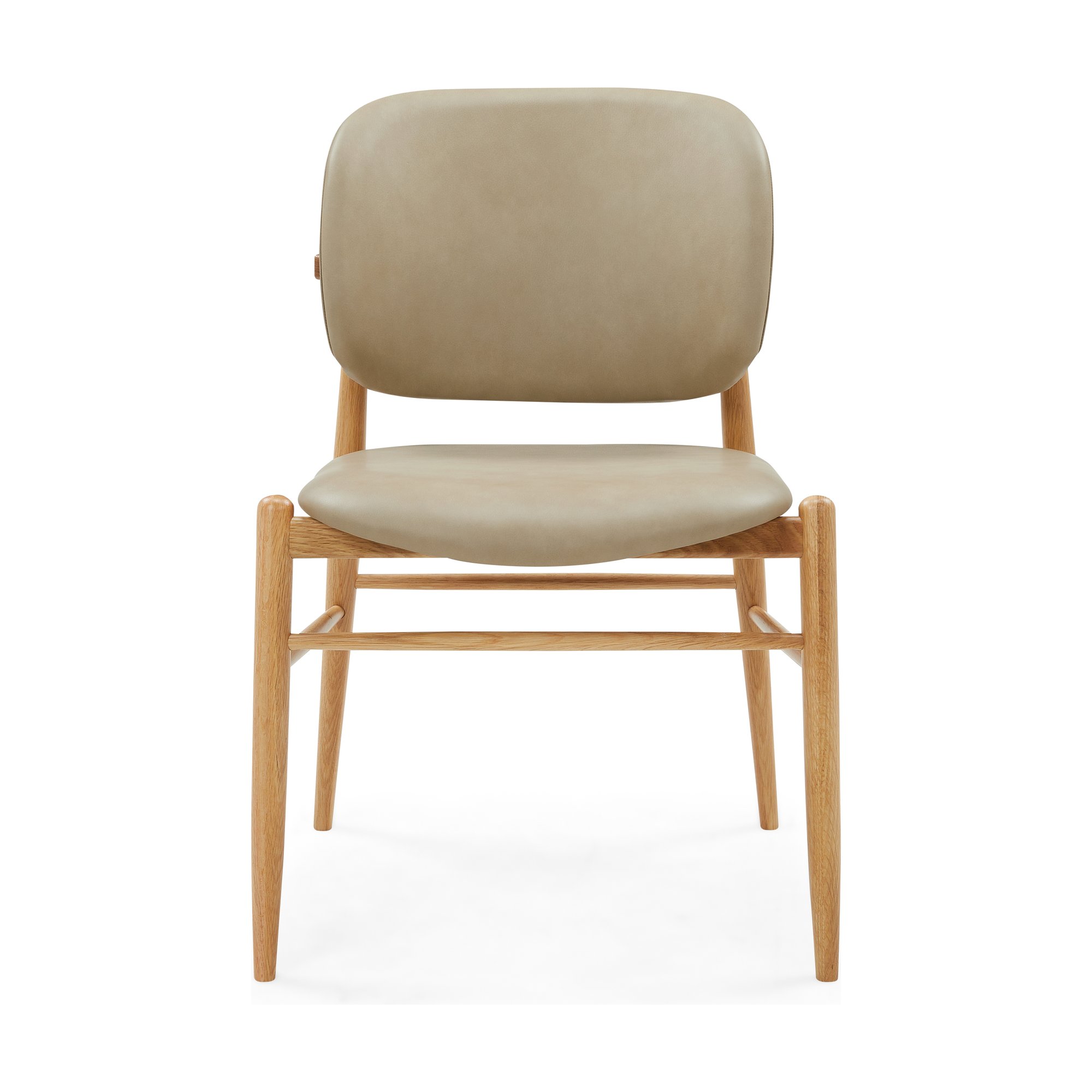 Silla de Comedor Aura con Estructura de Roble Natural y Cuero Corda - image 2