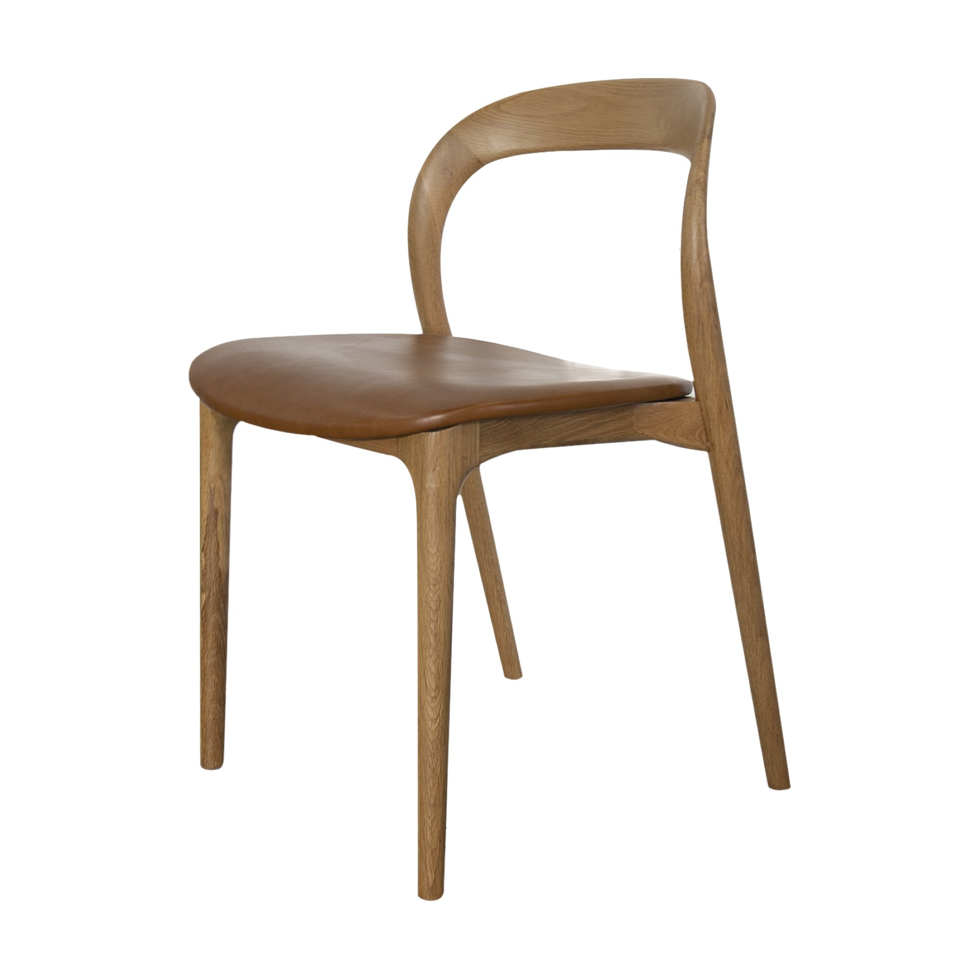 Bentwood Dining Chair with Natural Oak Frame and Oxford Spice Leather - image 1