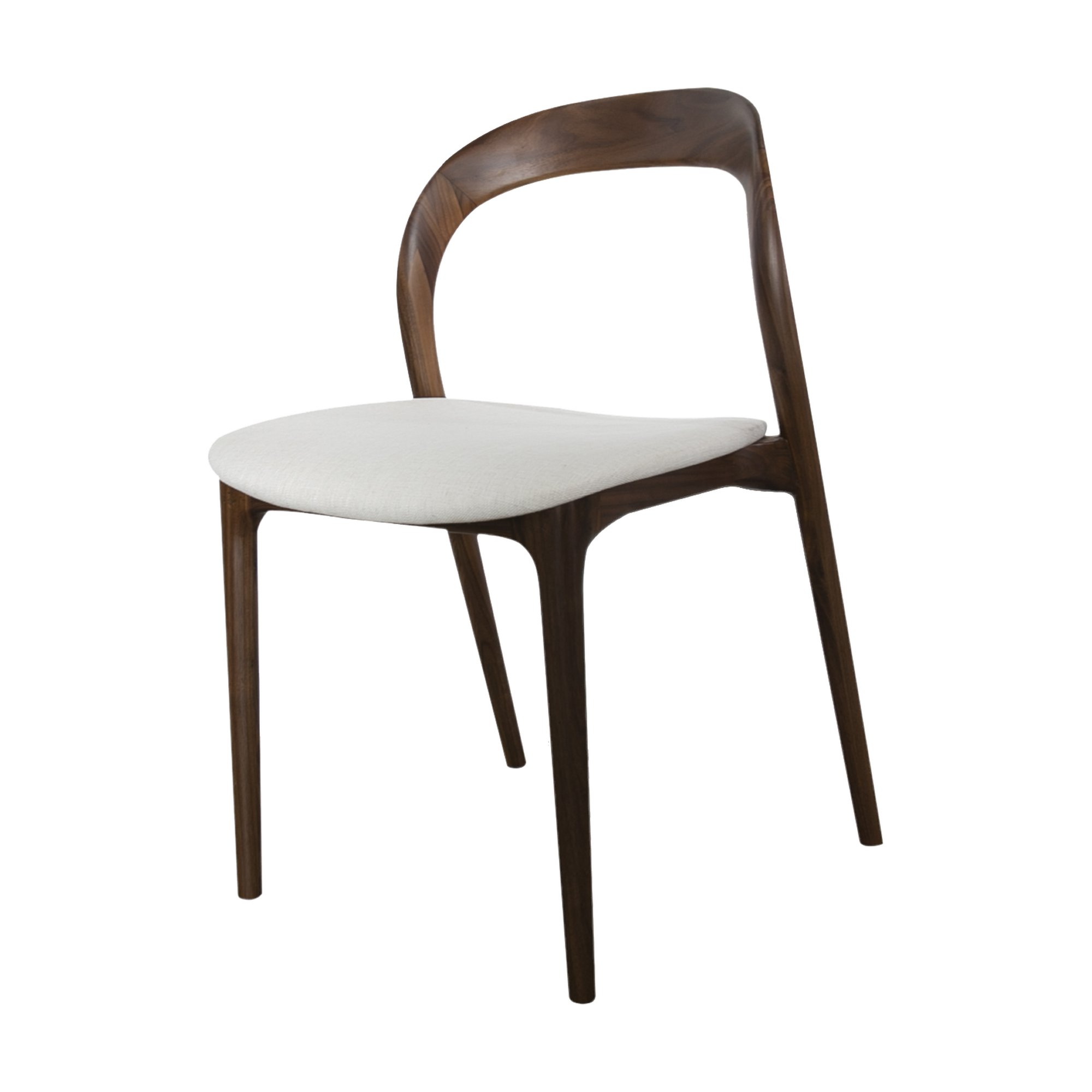 Bentwood Dining Chair with Natural Walnut Frame and Diego Cream Fabric - image 1