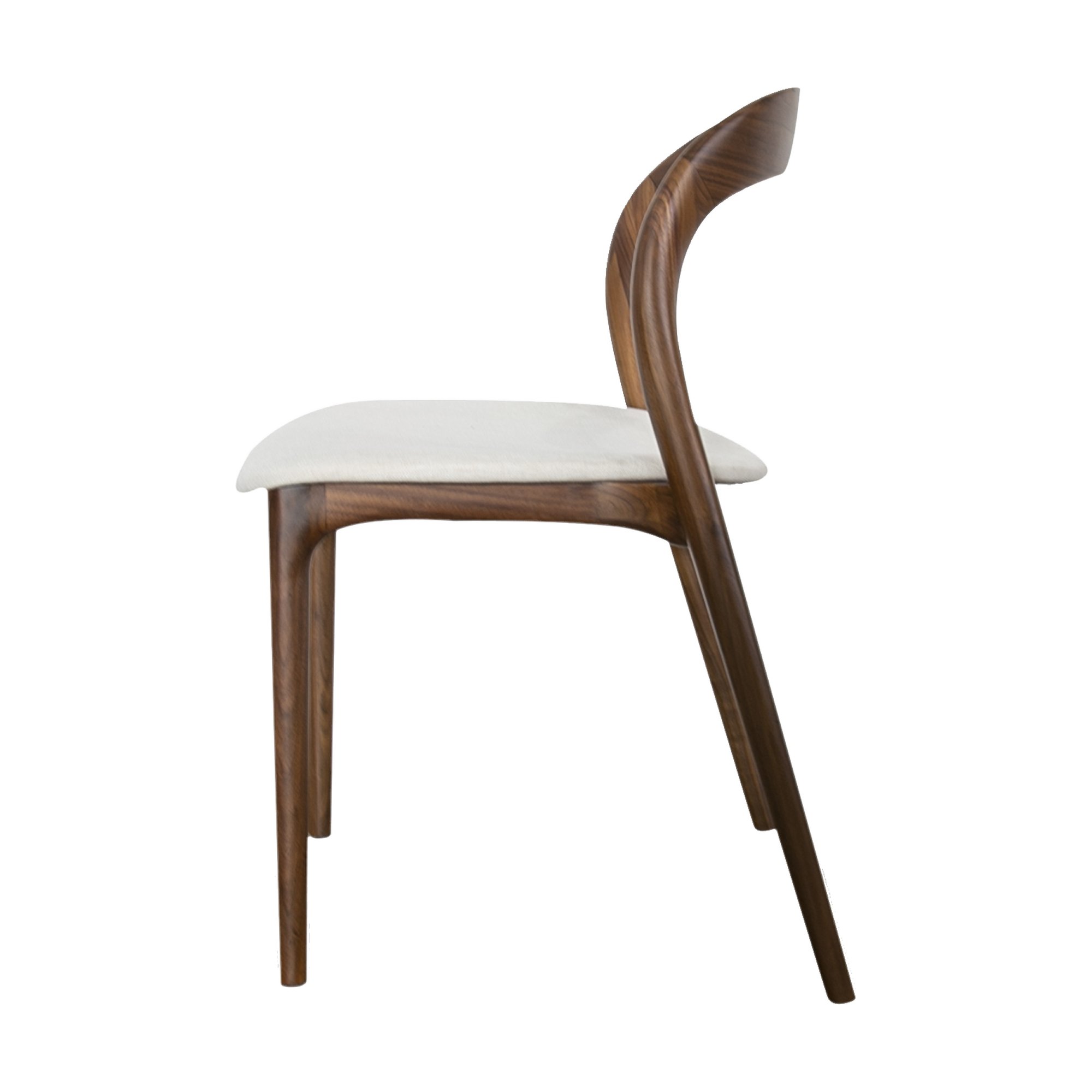 Bentwood Dining Chair with Natural Walnut Frame and Diego Cream Fabric - image 3