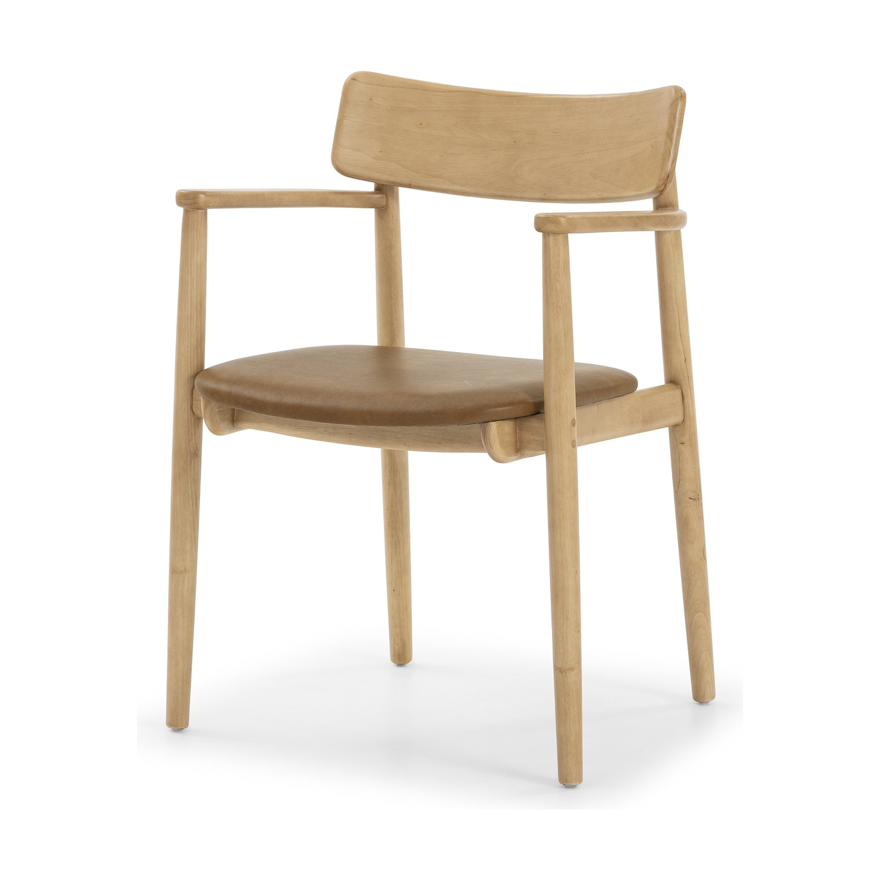 Silla de Comedor Connect con Brazos, con Estructura de Rubberwood Natural y Cuero Oxford Spice - image 1