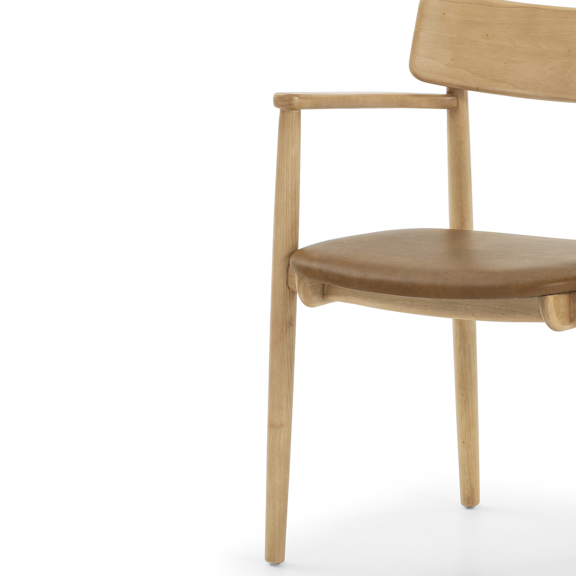 Silla de Comedor Connect con Brazos, con Estructura de Rubberwood Natural y Cuero Oxford Spice - image 4