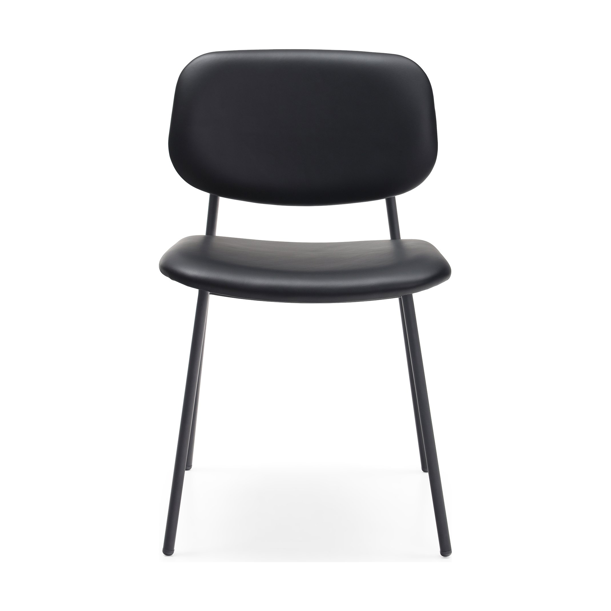 Dayton Dining Chair with Black Steel Frame, Natural Oak Trim and Black Leather - image 2