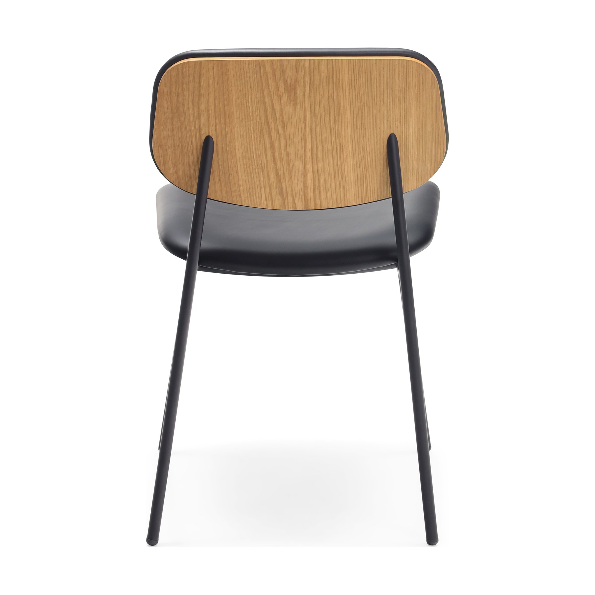 Dayton Dining Chair with Black Steel Frame, Natural Oak Trim and Black Leather - image 4