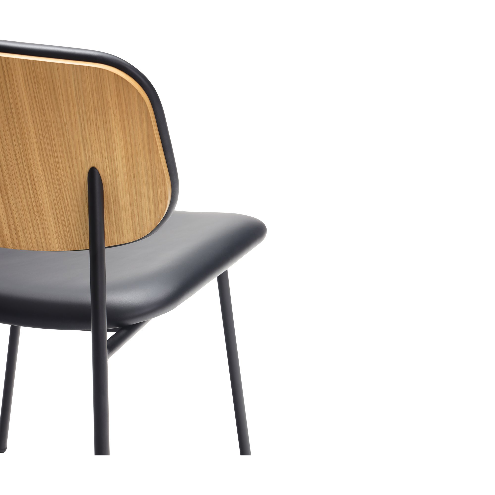 Dayton Dining Chair with Black Steel Frame, Natural Oak Trim and Black Leather - image 5