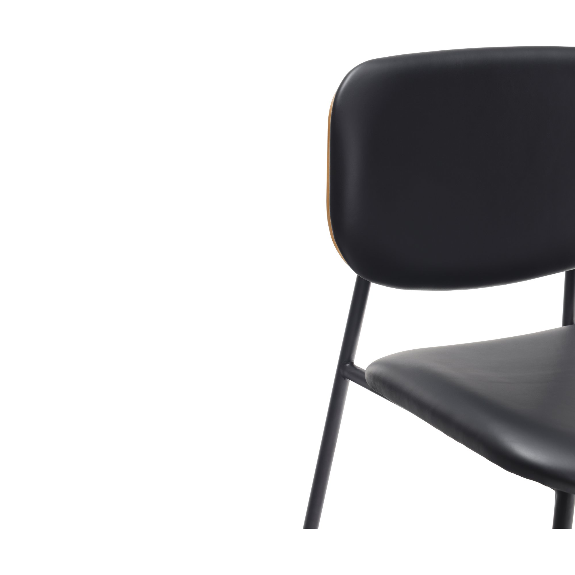 Dayton Dining Chair with Black Steel Frame, Natural Oak Trim and Black Leather - image 7