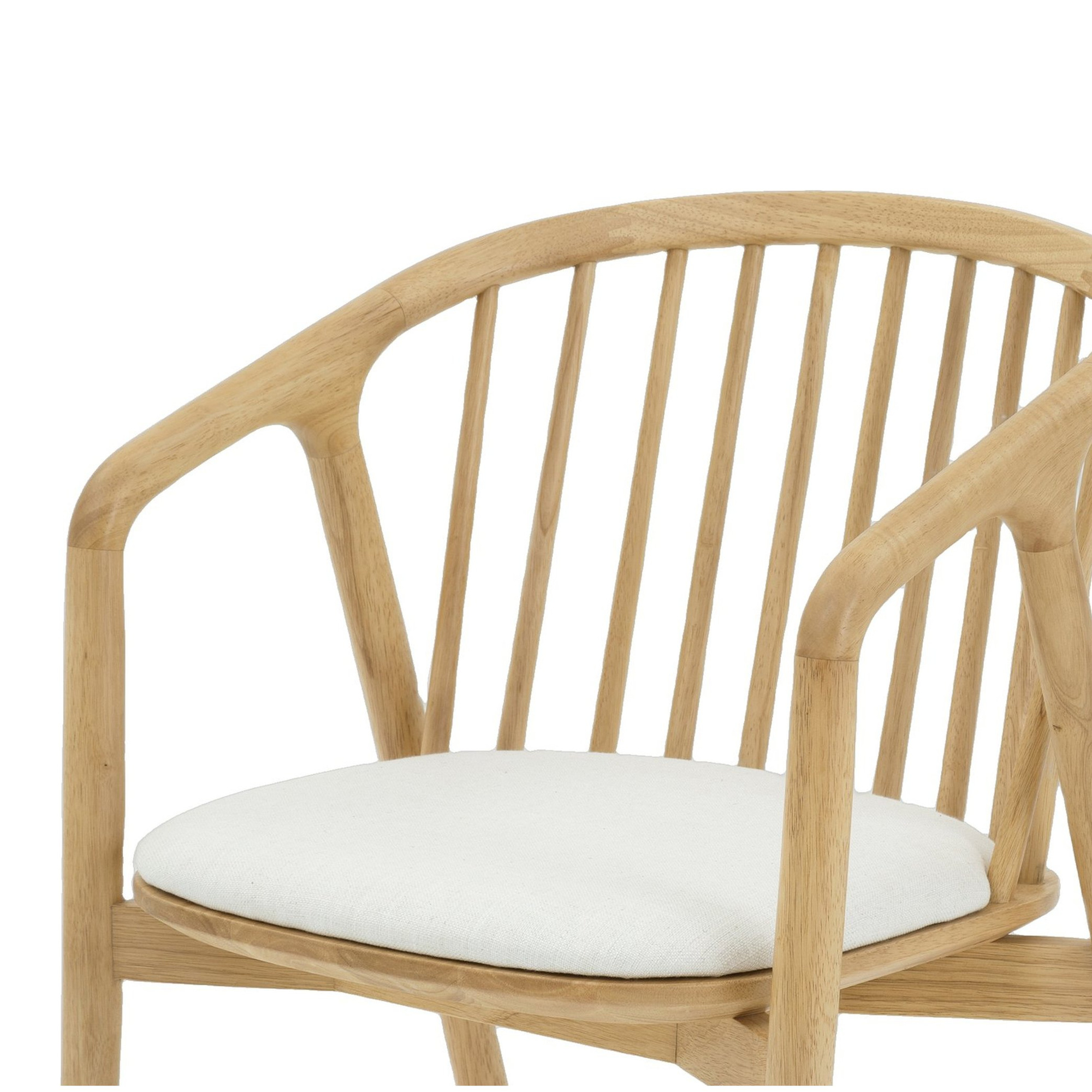 Lake Arm Chair with Natural Rubberwood Frame and Diego Cream Fabric - image 4