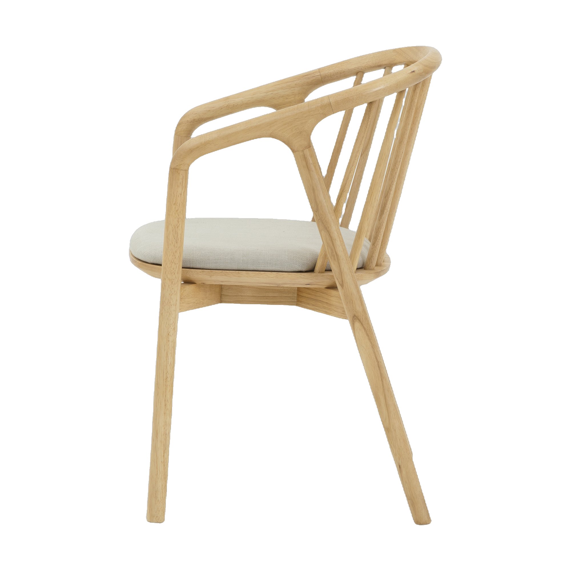 Silla de Comedor Lake con Brazos, con Estructura de Rubberwood Natural y Tela Diego Mineral - image 3