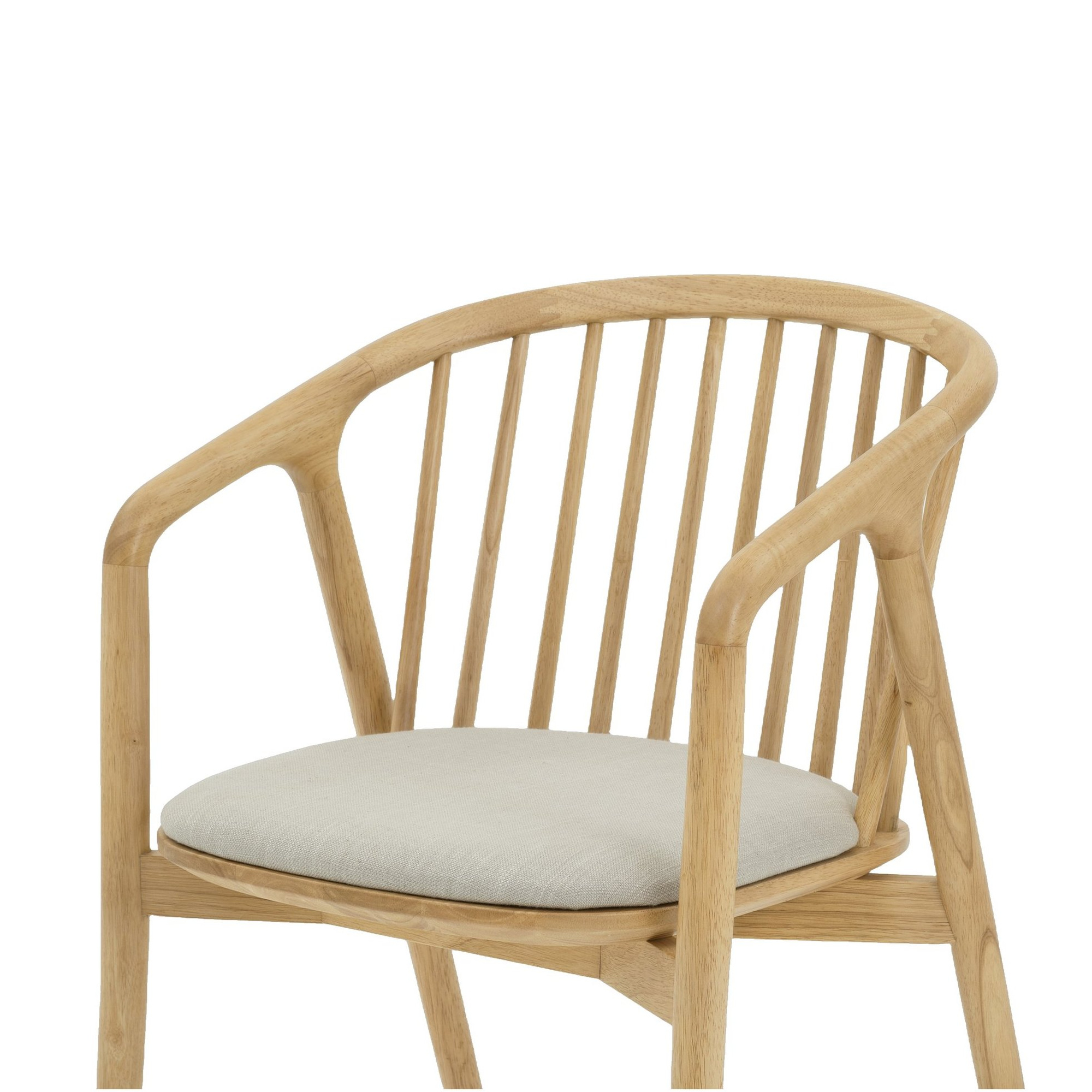Silla de Comedor Lake con Brazos, con Estructura de Rubberwood Natural y Tela Diego Mineral - image 4