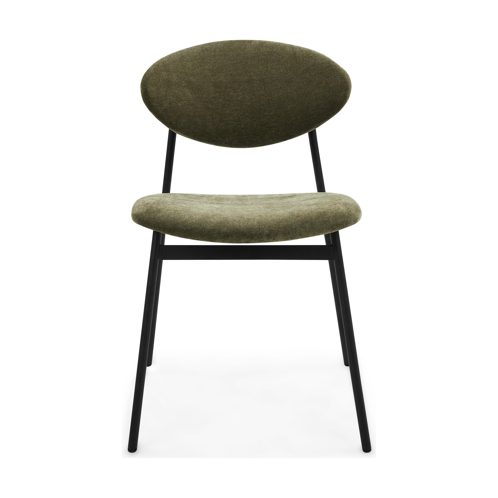 Silla de Comedor Milton con Estructura de Acero Negro y Tela Moss Olive - image 2