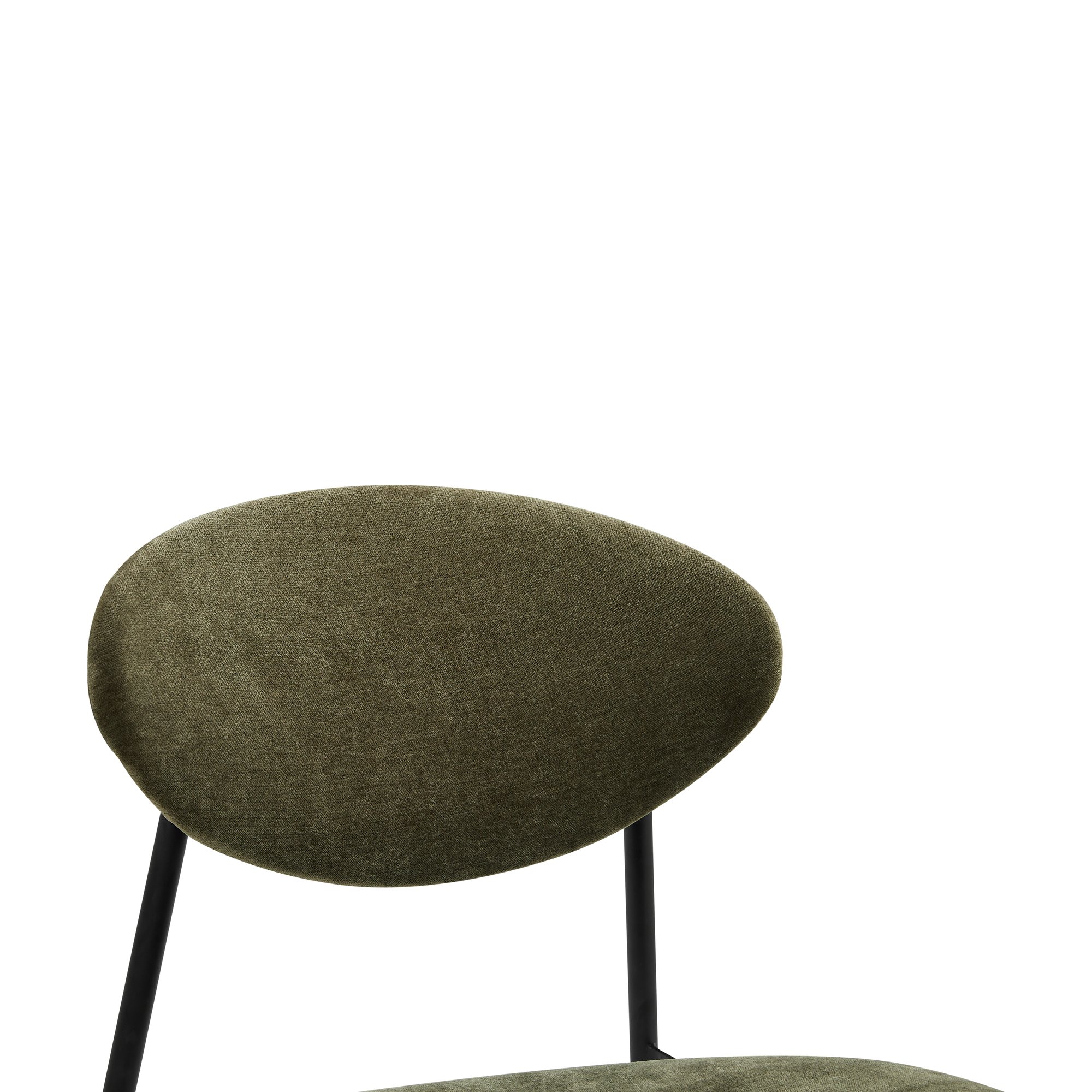 Silla de Comedor Milton con Estructura de Acero Negro y Tela Moss Olive - image 4