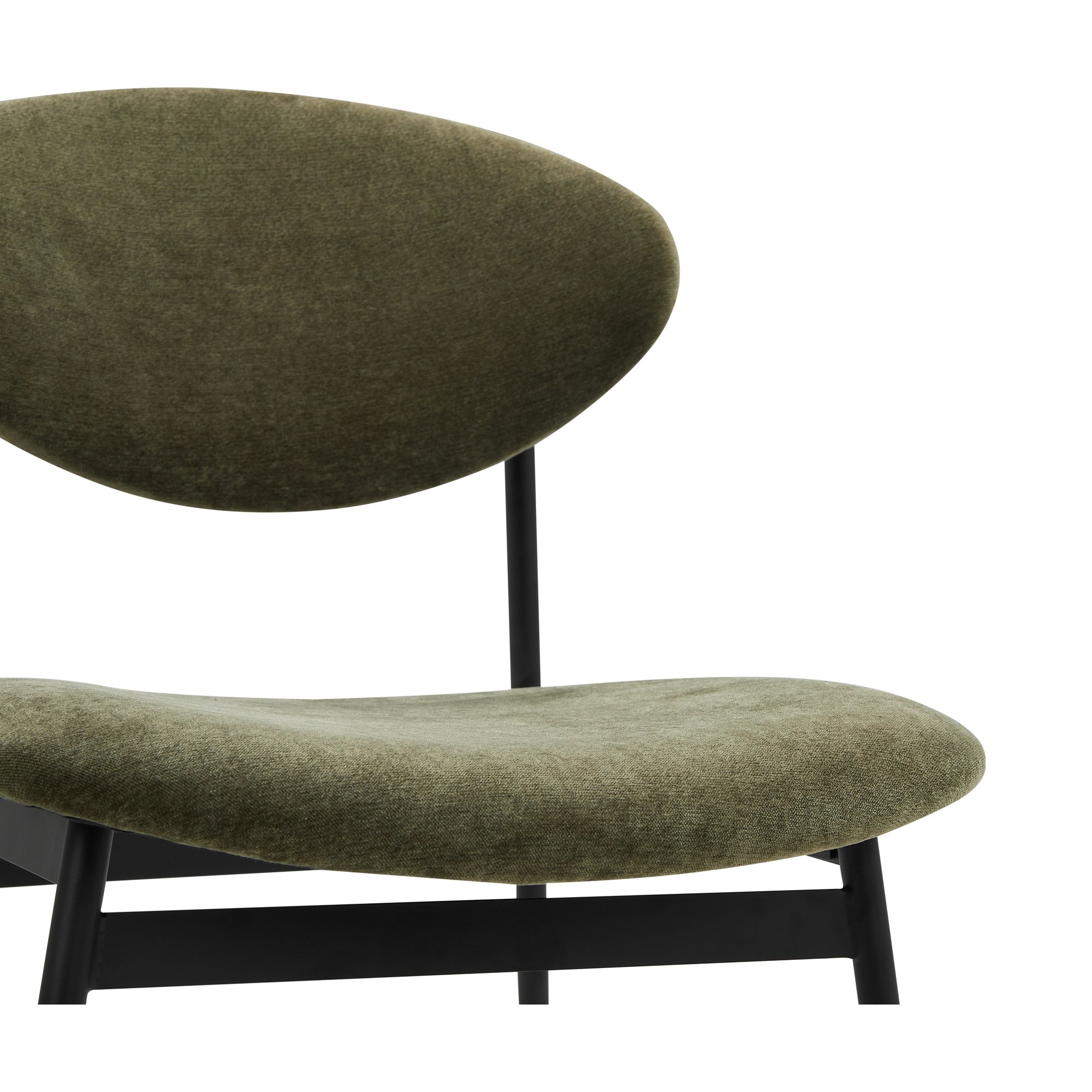 Silla de Comedor Milton con Estructura de Acero Negro y Tela Moss Olive - image 5