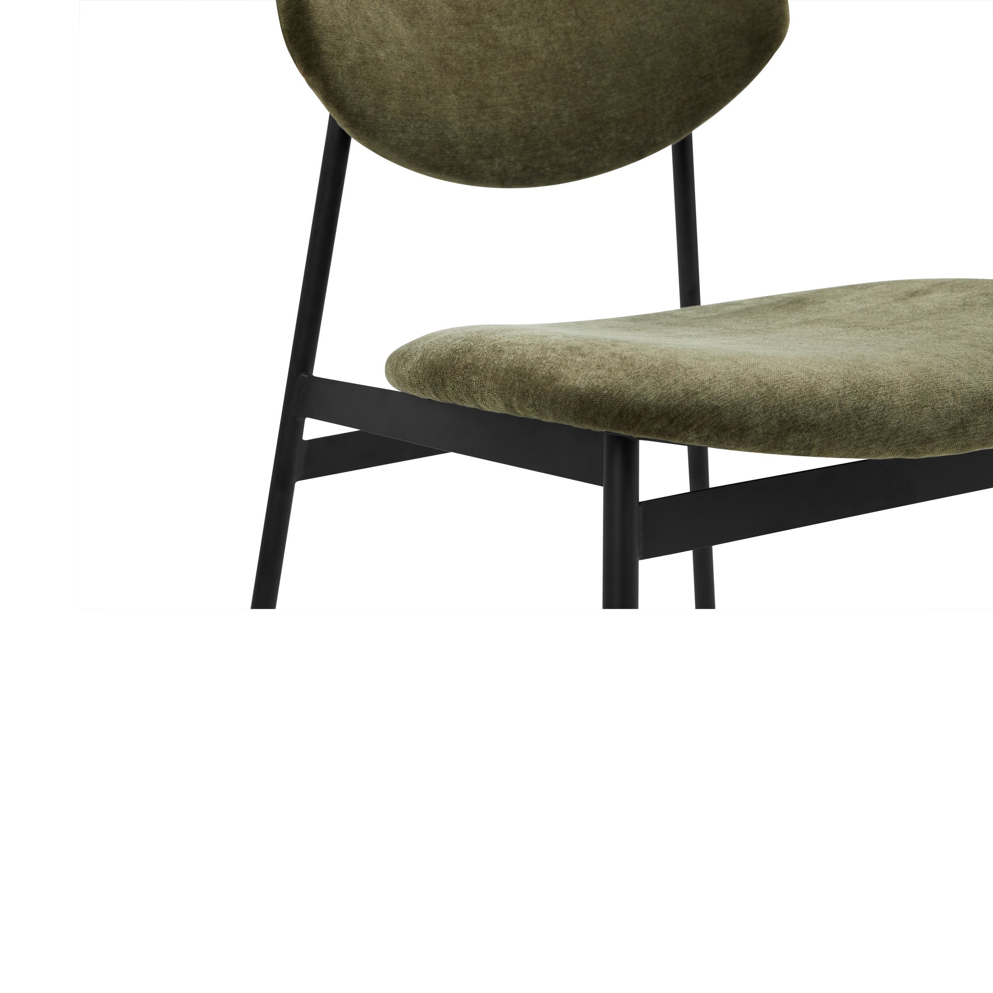 Silla de Comedor Milton con Estructura de Acero Negro y Tela Moss Olive - image 6