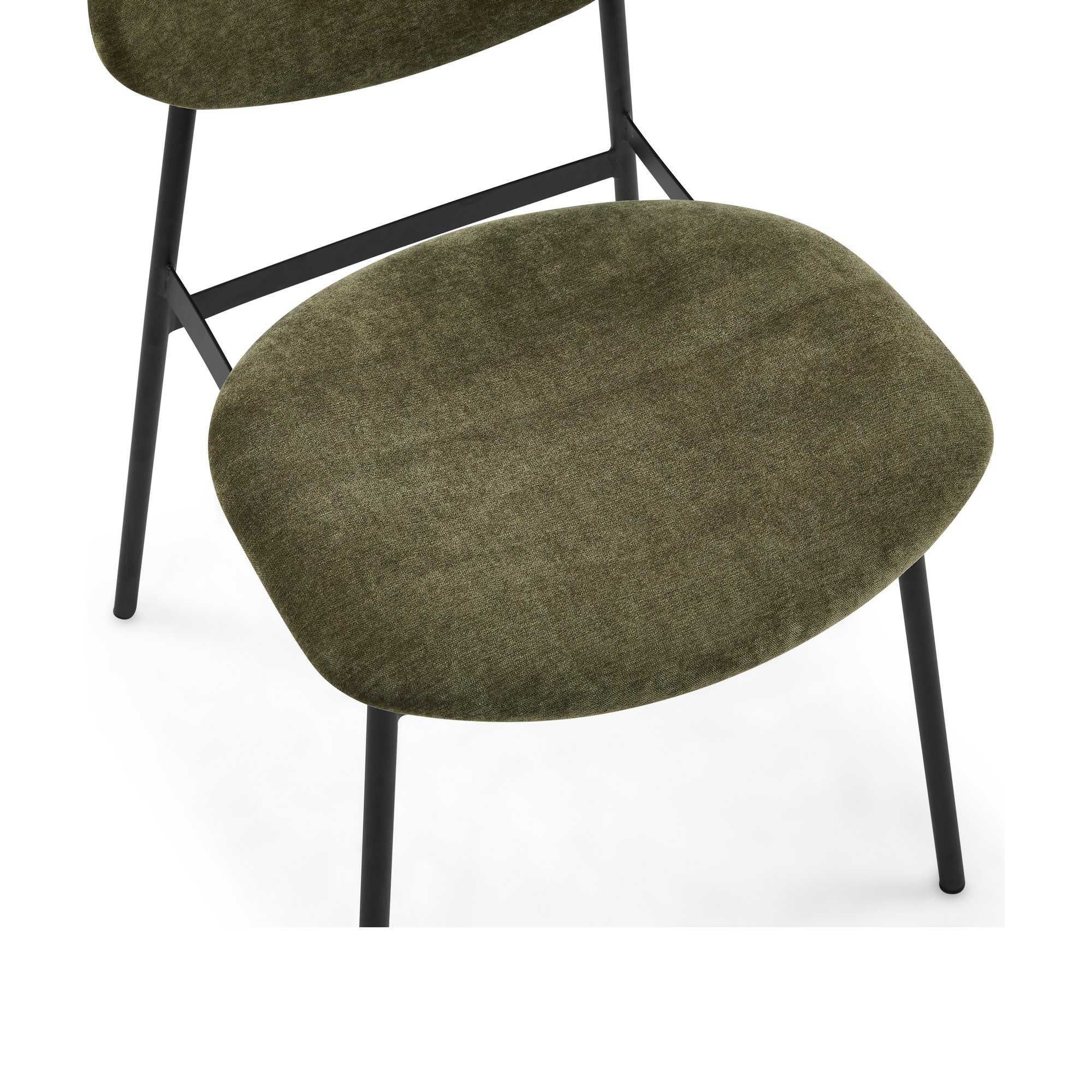 Silla de Comedor Milton con Estructura de Acero Negro y Tela Moss Olive - image 7